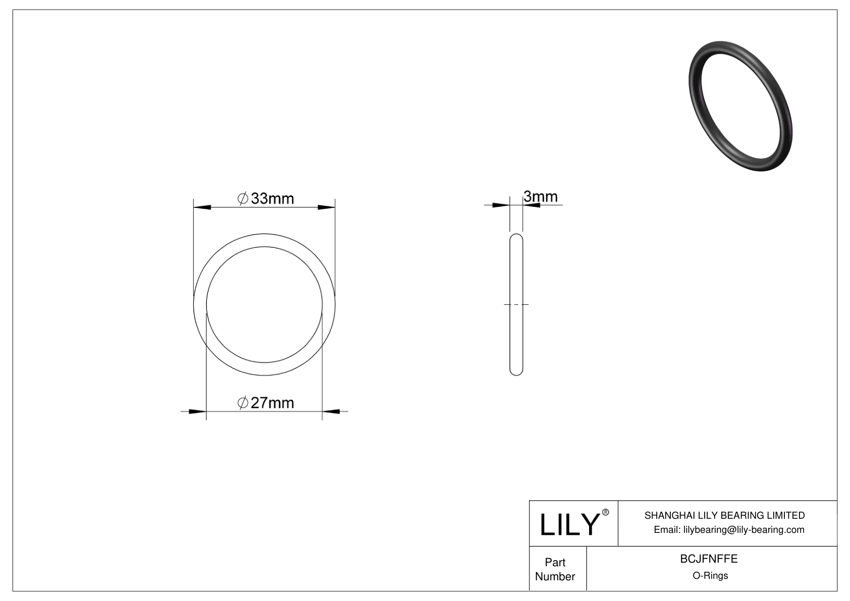 BCJFNFFE Chemical Resistant O-rings Round cad drawing