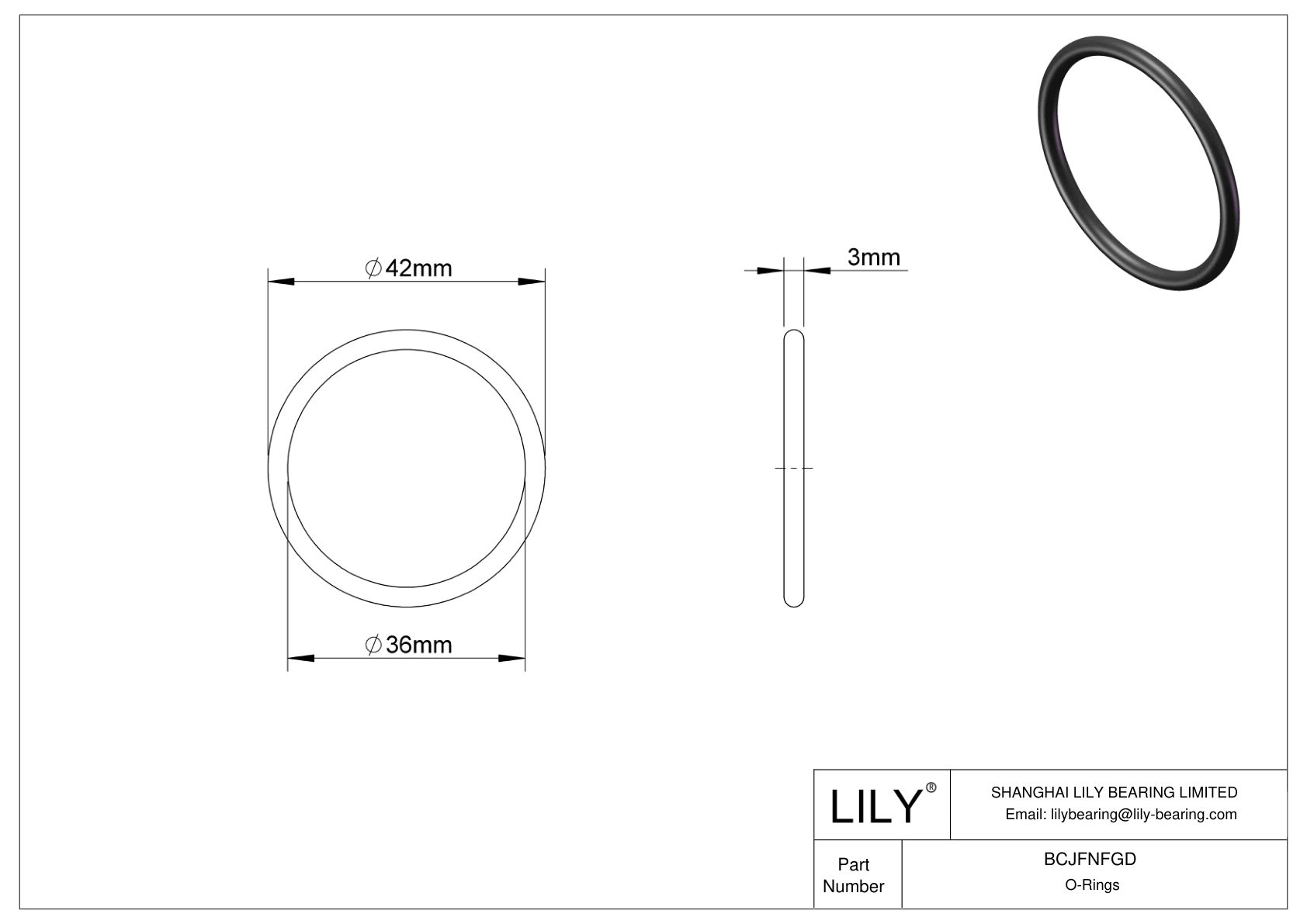 BCJFNFGD Chemical Resistant O-rings Round cad drawing