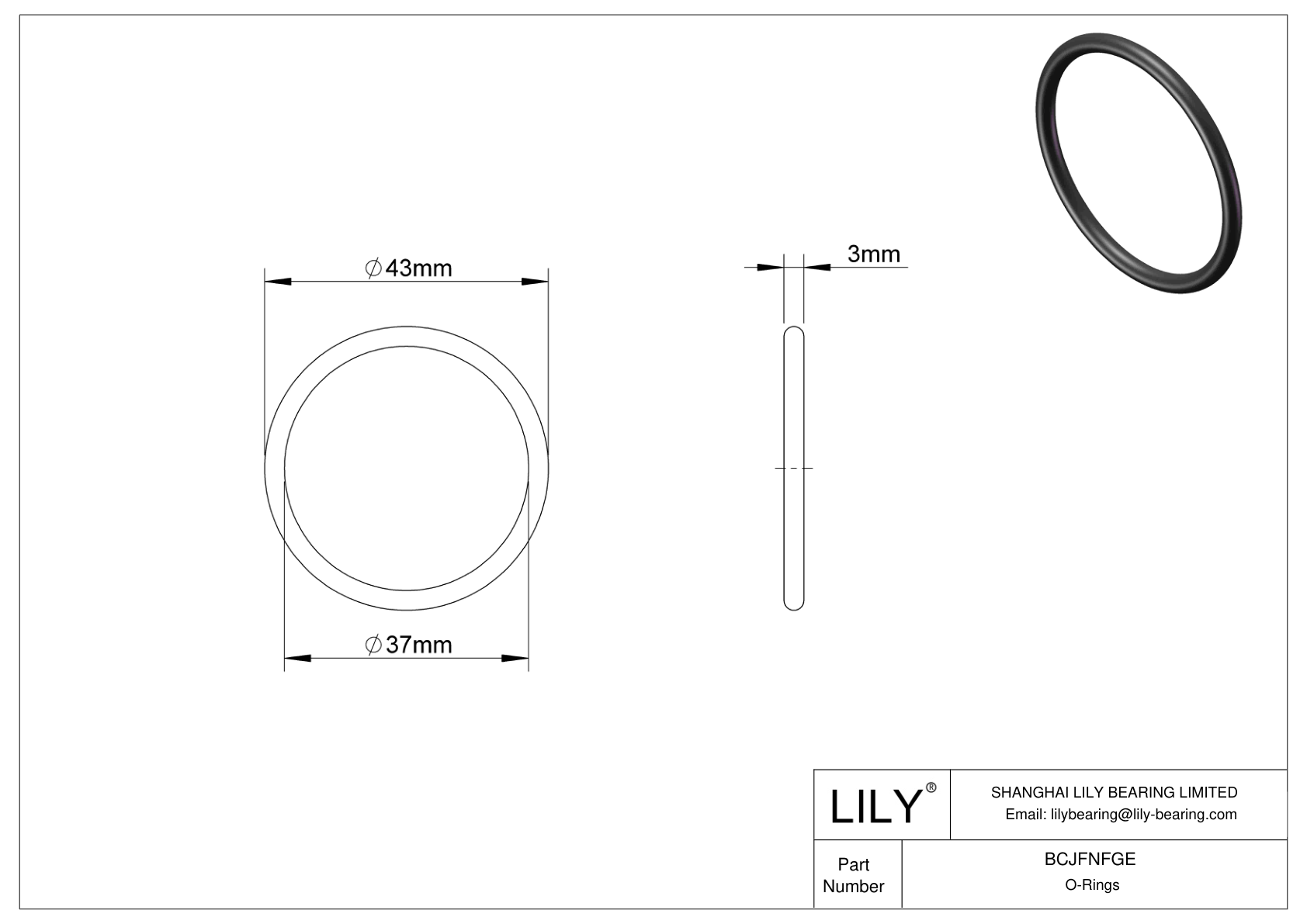 BCJFNFGE Chemical Resistant O-rings Round cad drawing