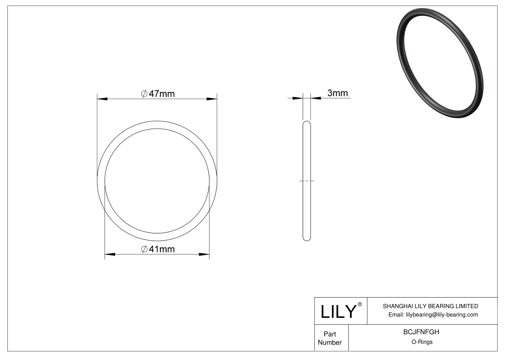 BCJFNFGH Chemical Resistant O-rings Round cad drawing