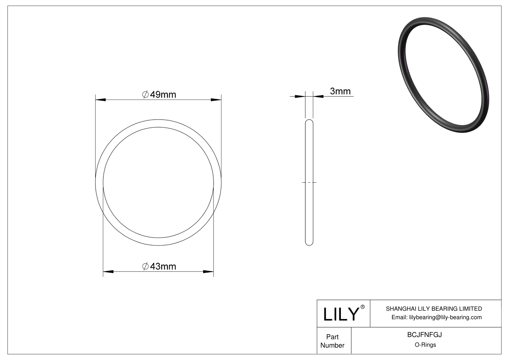 BCJFNFGJ Chemical Resistant O-rings Round cad drawing