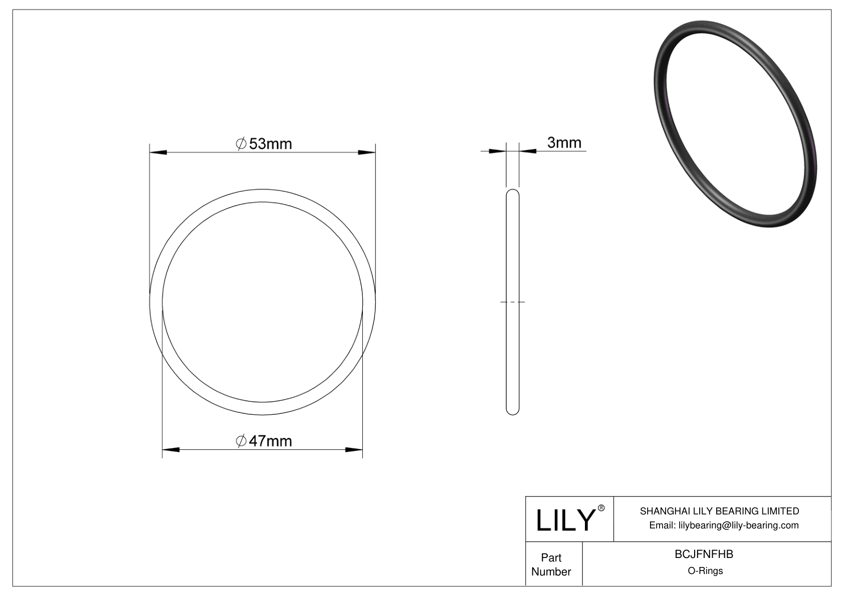 BCJFNFHB Chemical Resistant O-rings Round cad drawing