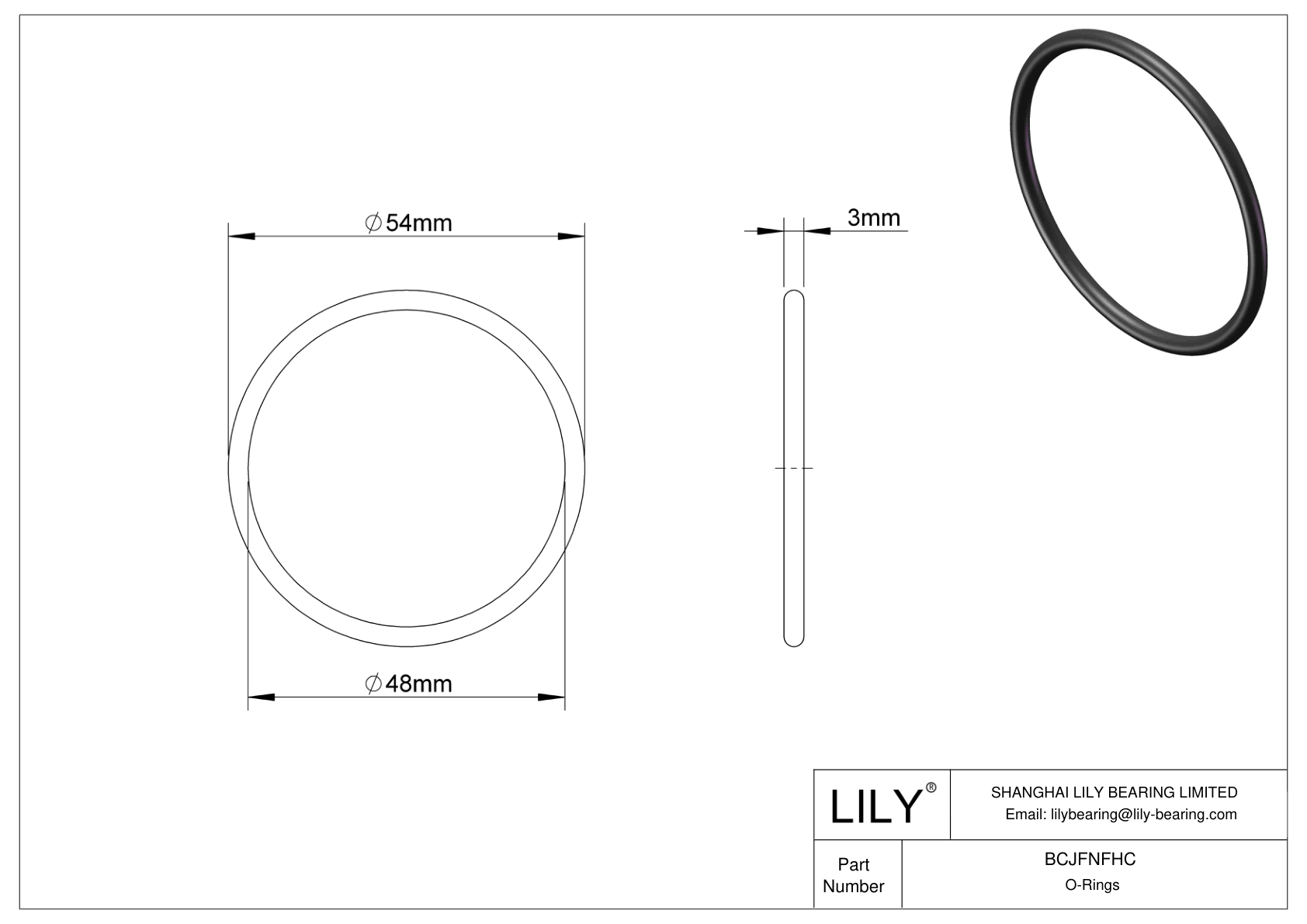 BCJFNFHC Chemical Resistant O-rings Round cad drawing