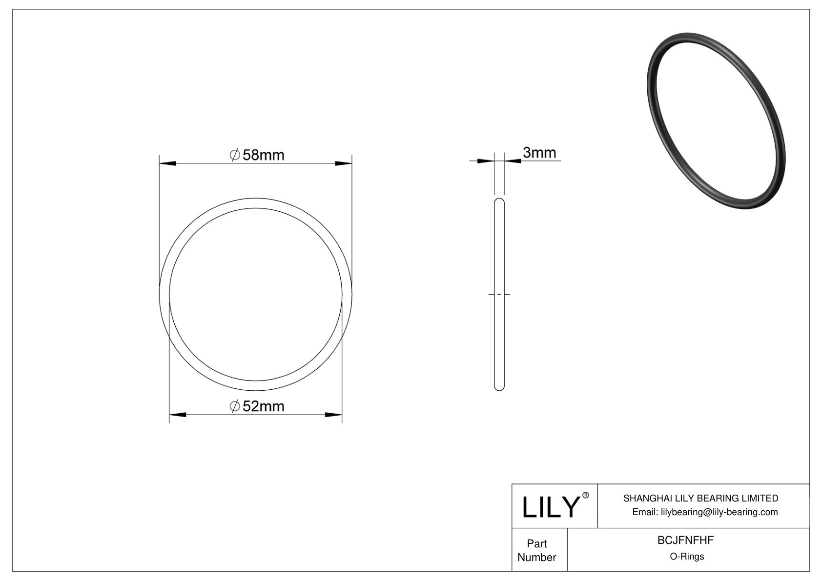 BCJFNFHF Chemical Resistant O-rings Round cad drawing