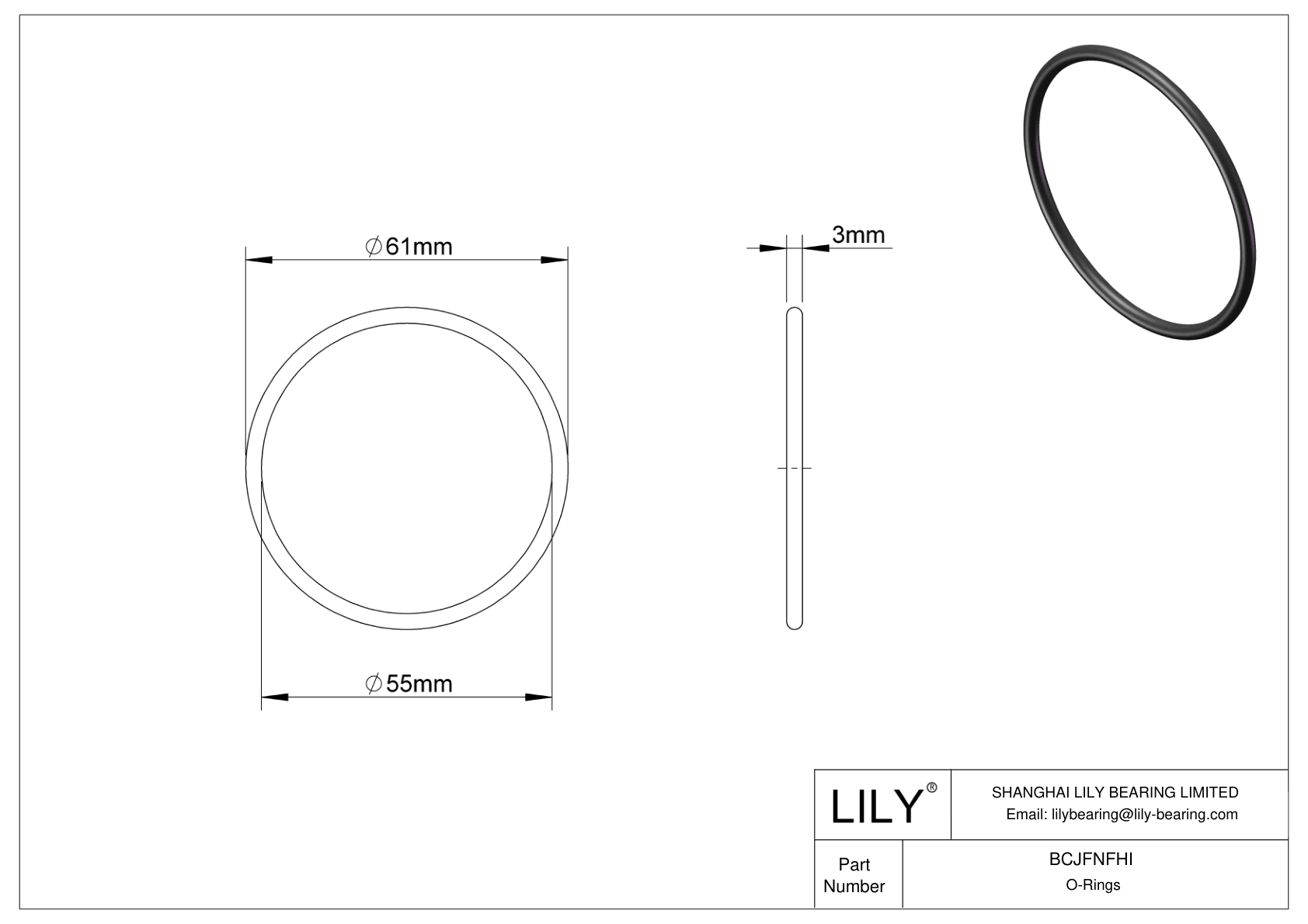 BCJFNFHI Chemical Resistant O-rings Round cad drawing