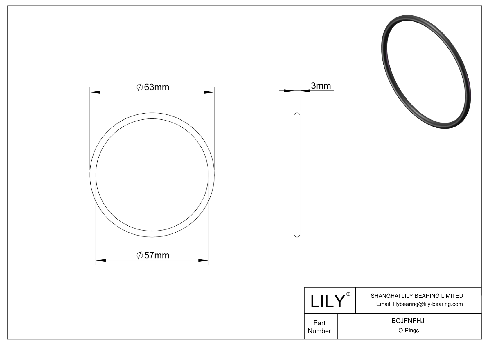 BCJFNFHJ Chemical Resistant O-rings Round cad drawing