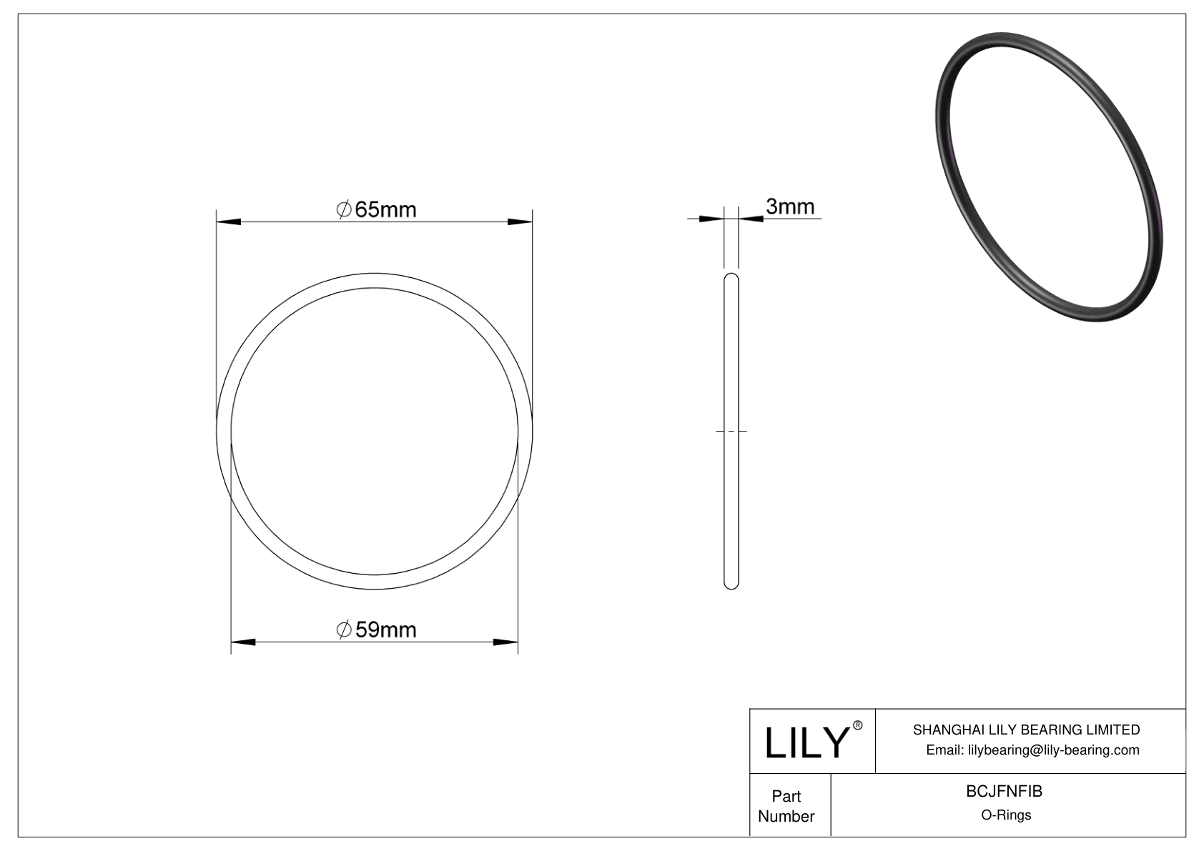 BCJFNFIB Chemical Resistant O-rings Round cad drawing