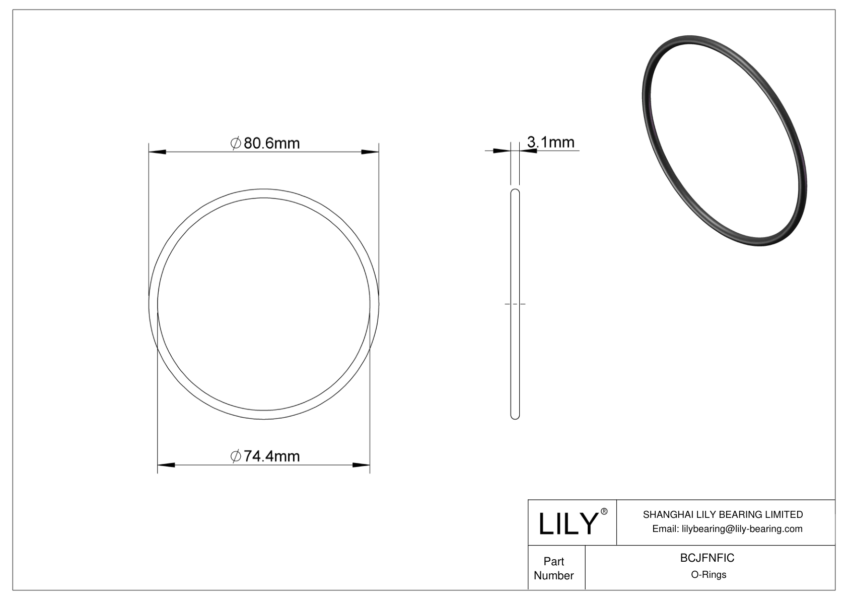 BCJFNFIC Chemical Resistant O-rings Round cad drawing