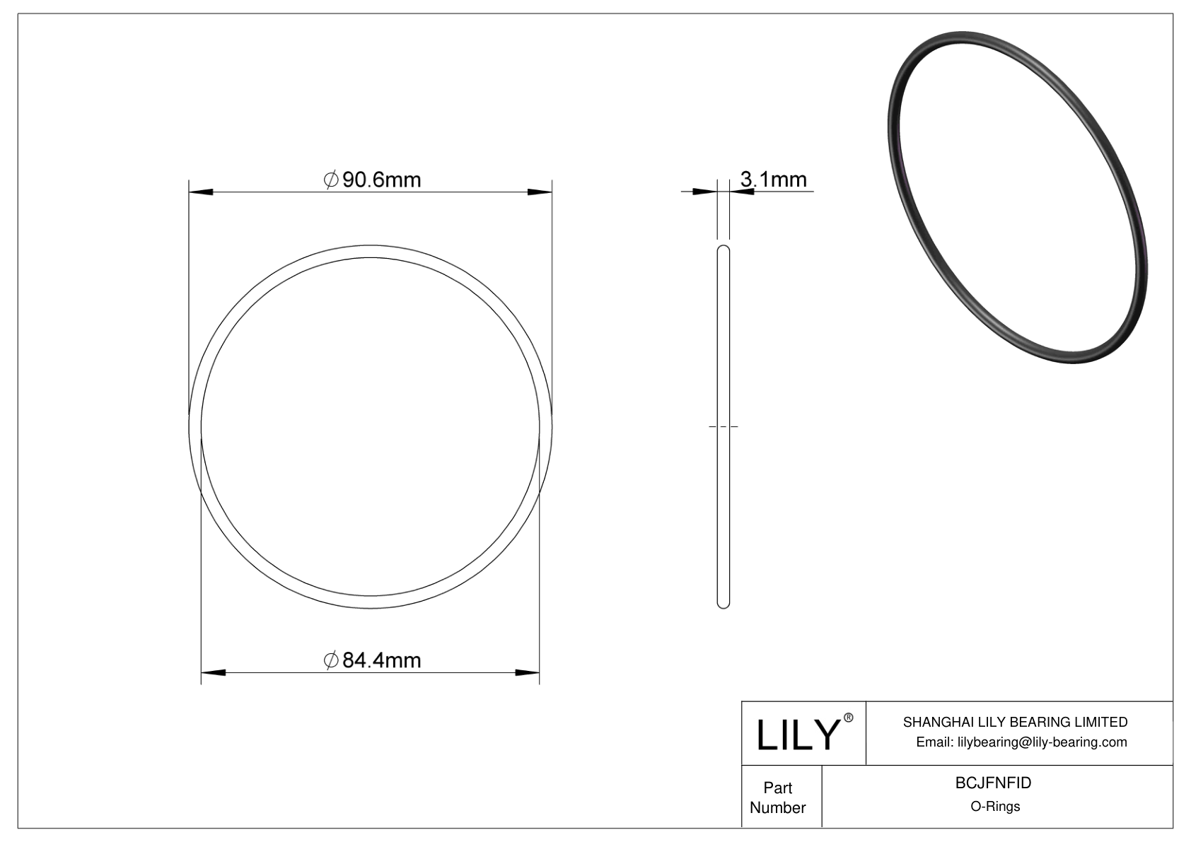 BCJFNFID Chemical Resistant O-rings Round cad drawing