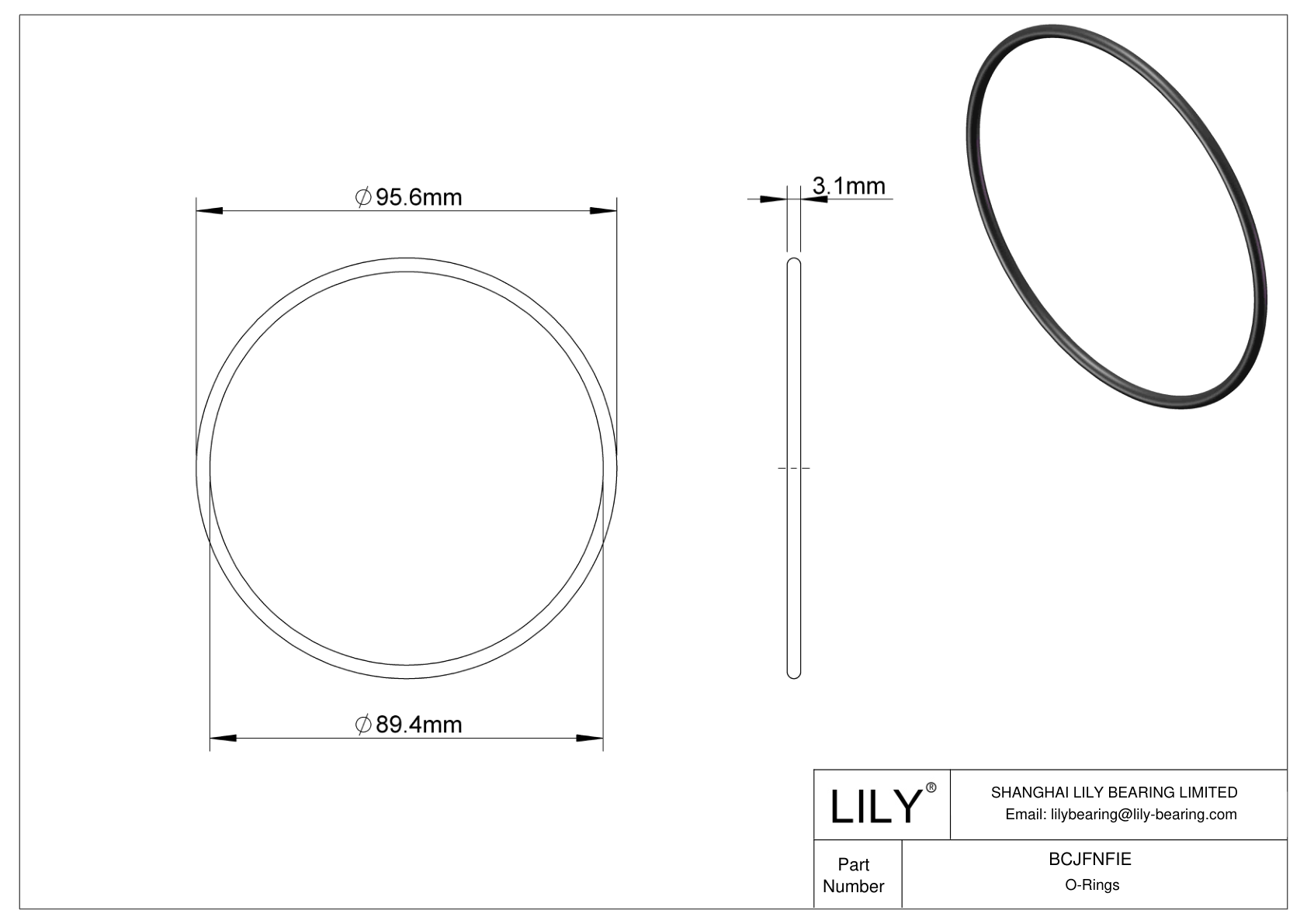 BCJFNFIE Chemical Resistant O-rings Round cad drawing