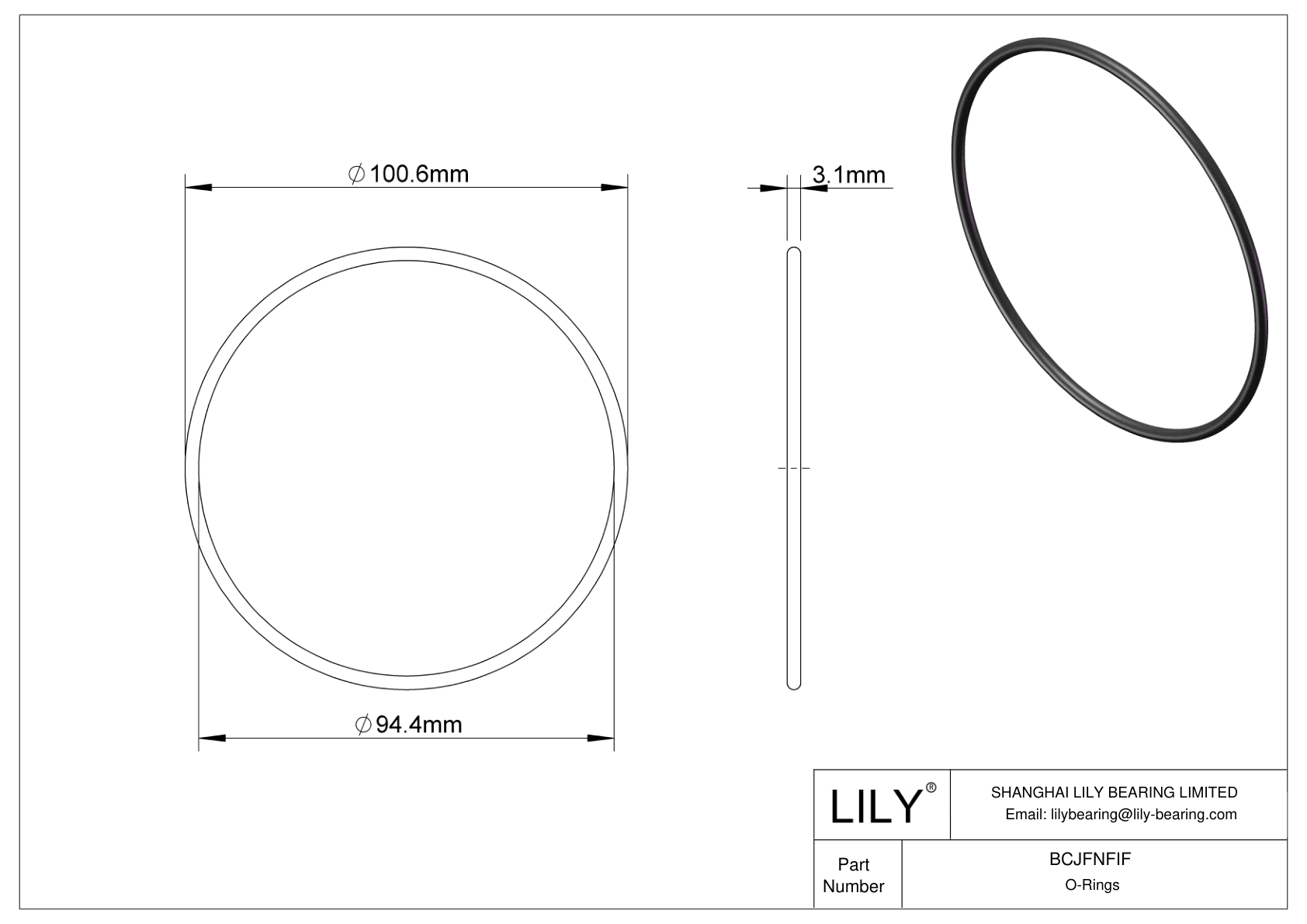 BCJFNFIF Chemical Resistant O-rings Round cad drawing