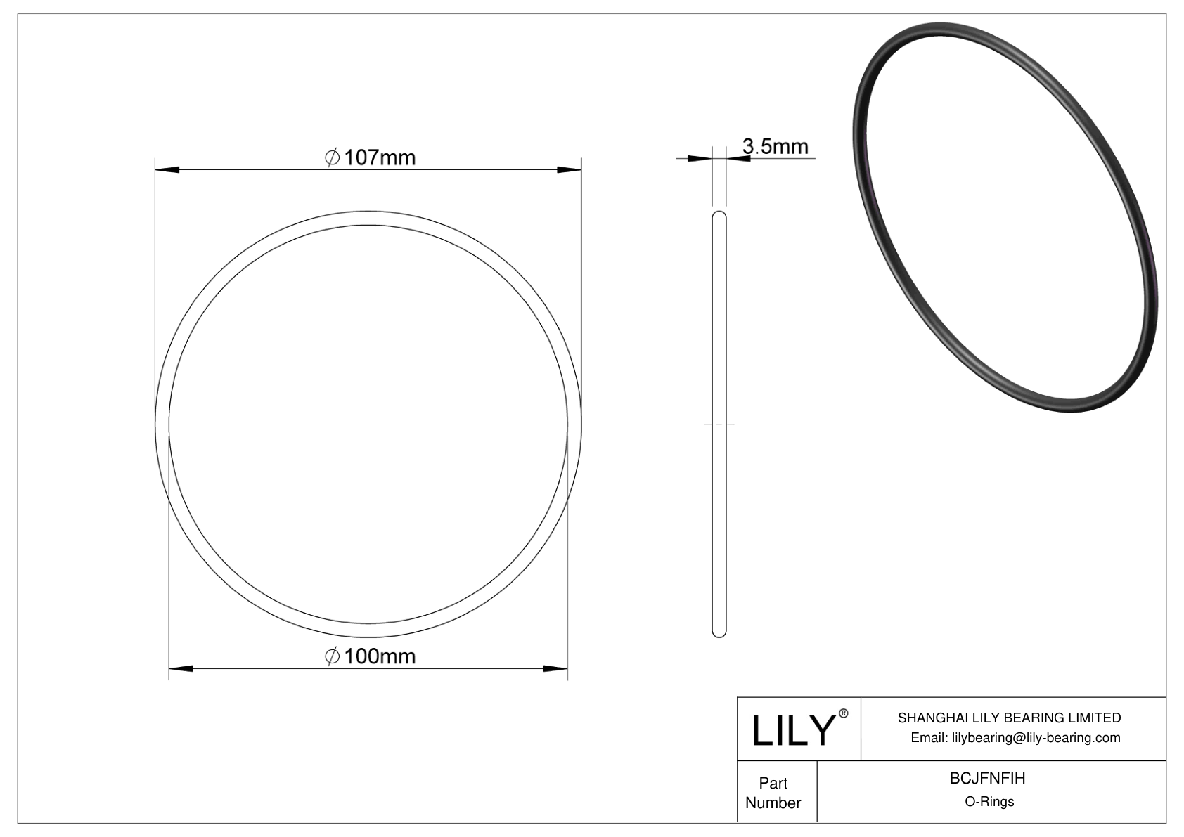 BCJFNFIH Chemical Resistant O-rings Round cad drawing