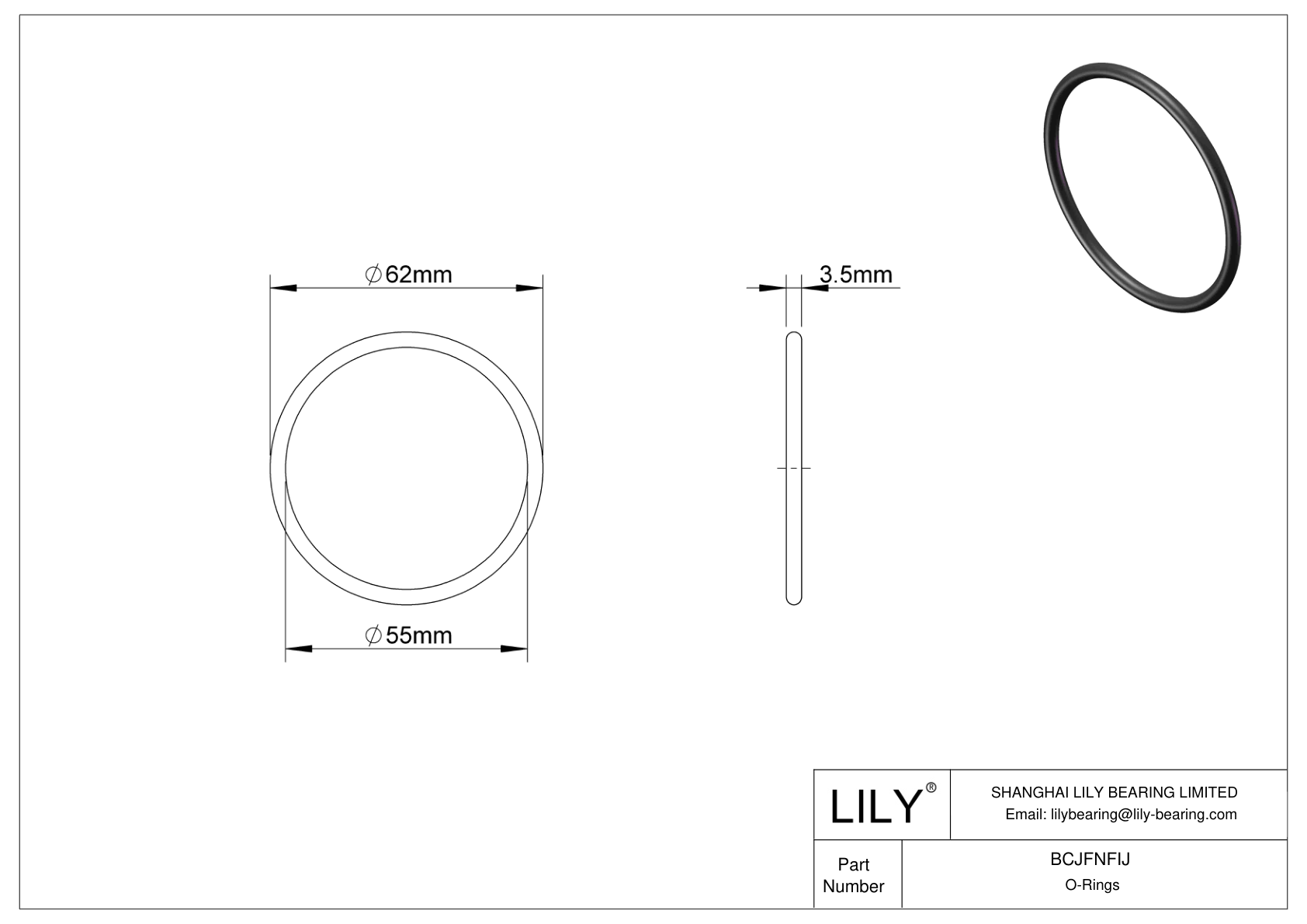 BCJFNFIJ Chemical Resistant O-rings Round cad drawing