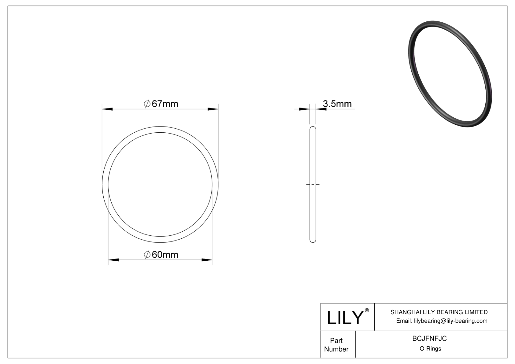 BCJFNFJC Chemical Resistant O-rings Round cad drawing