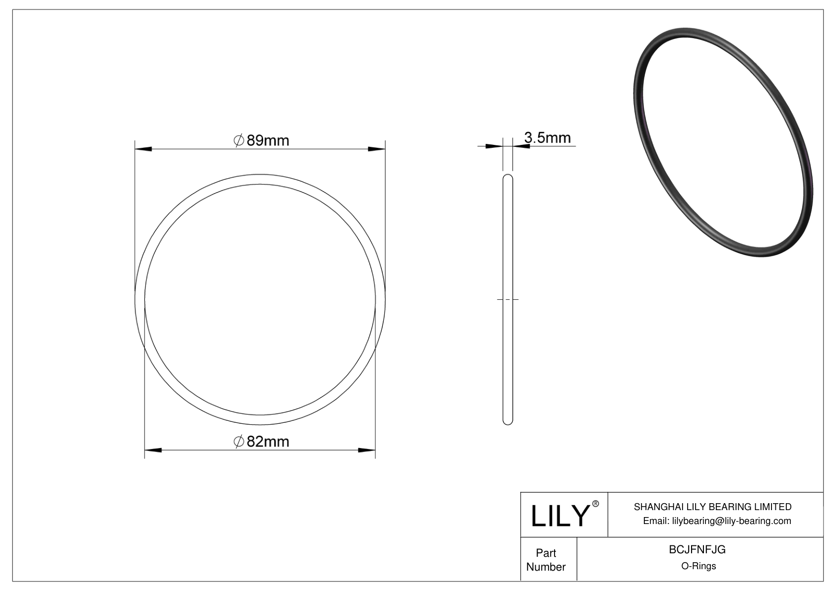 BCJFNFJG Chemical Resistant O-rings Round cad drawing