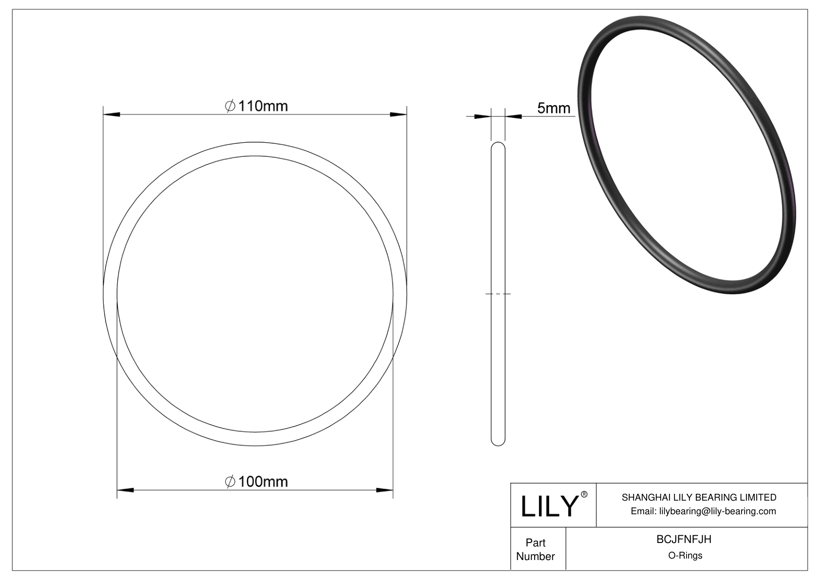 BCJFNFJH Chemical Resistant O-rings Round cad drawing