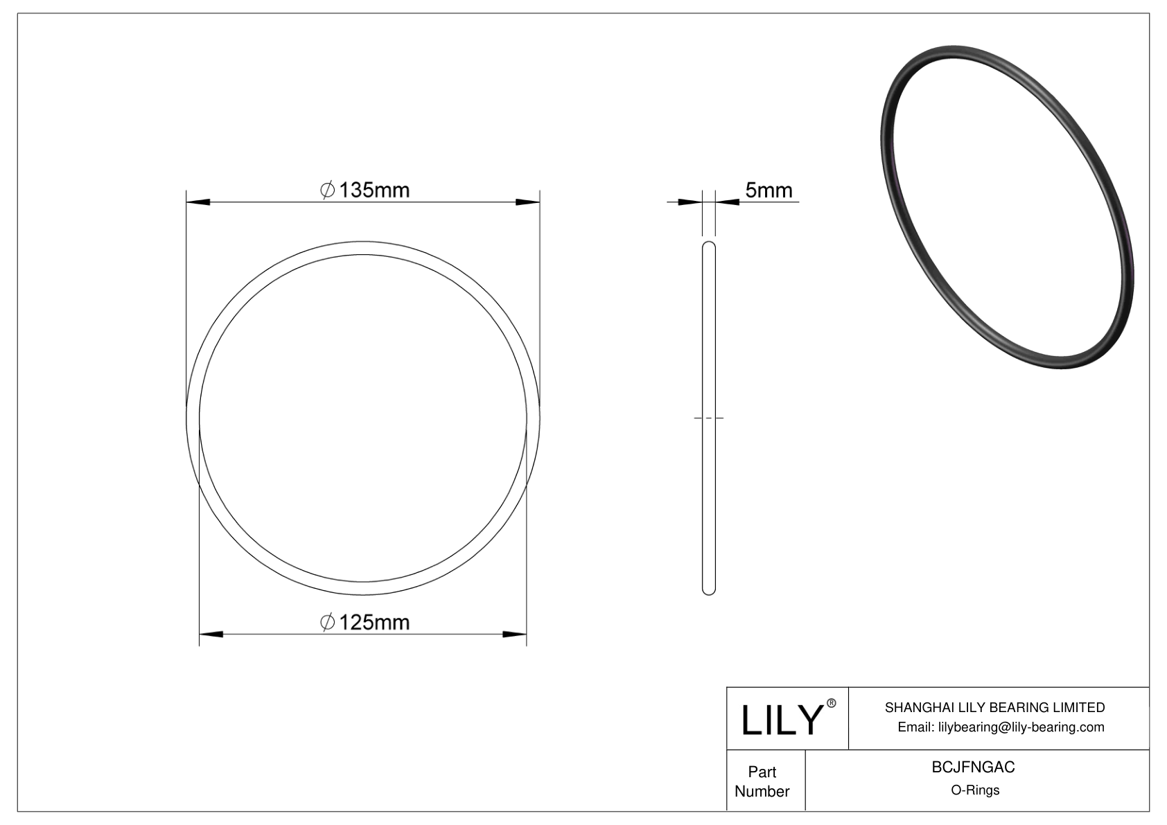 BCJFNGAC Chemical Resistant O-rings Round cad drawing