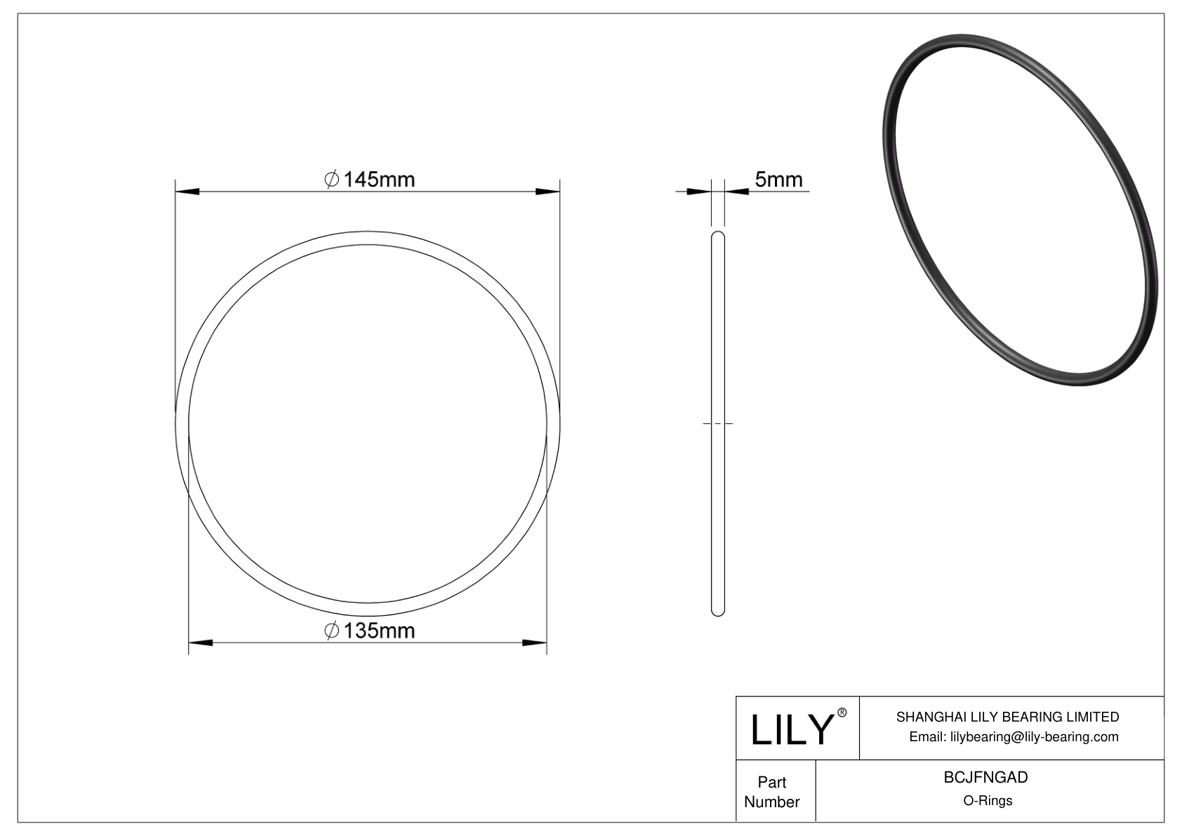 BCJFNGAD Chemical Resistant O-rings Round cad drawing