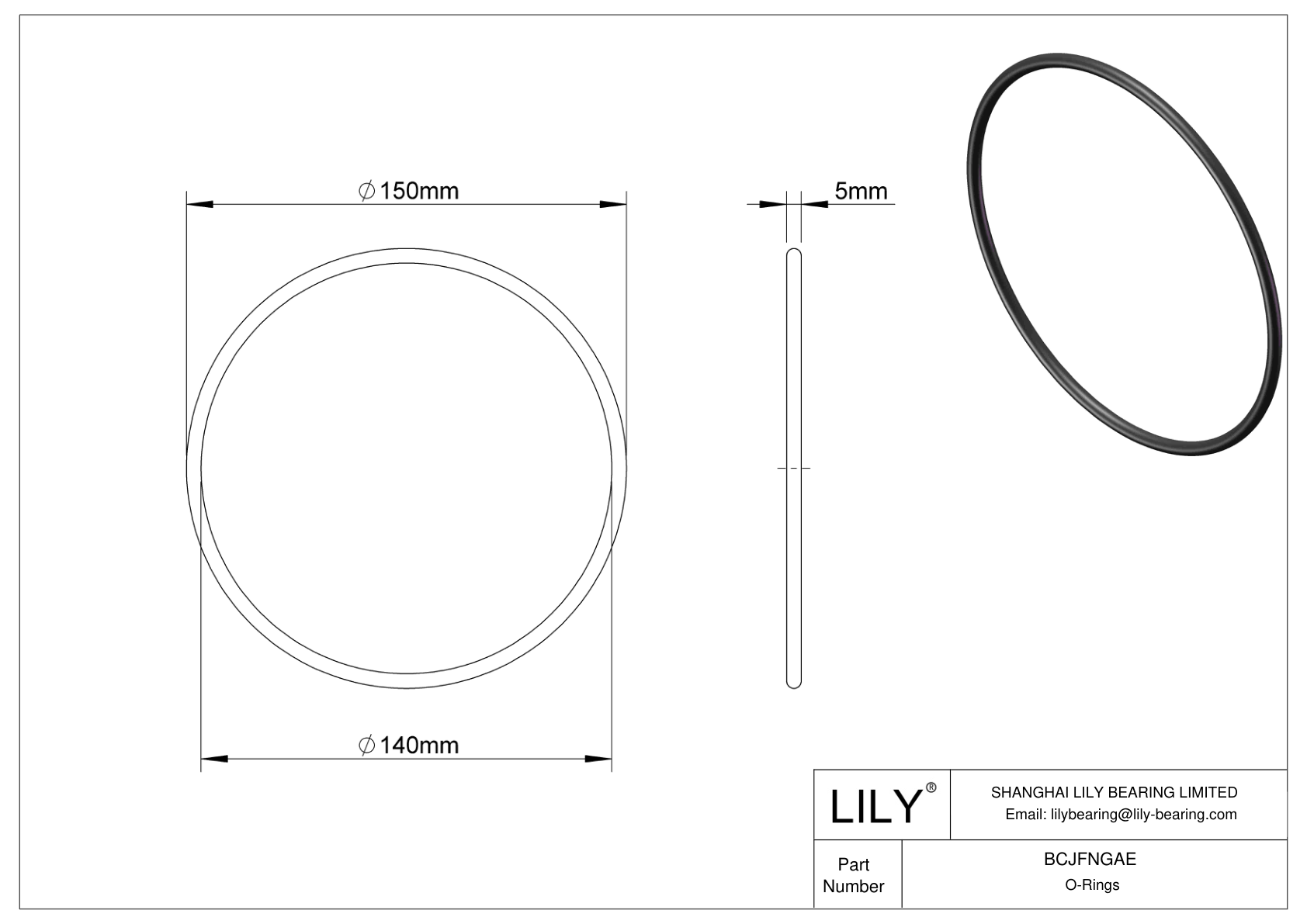 BCJFNGAE Chemical Resistant O-rings Round cad drawing