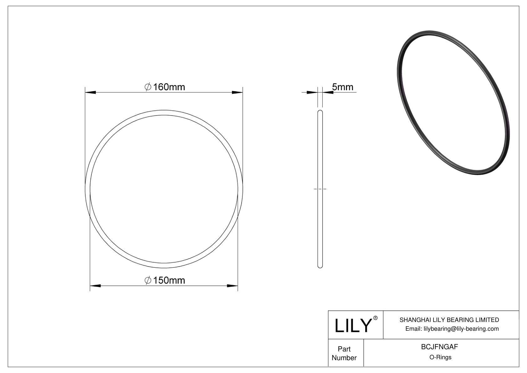 BCJFNGAF Chemical Resistant O-rings Round cad drawing