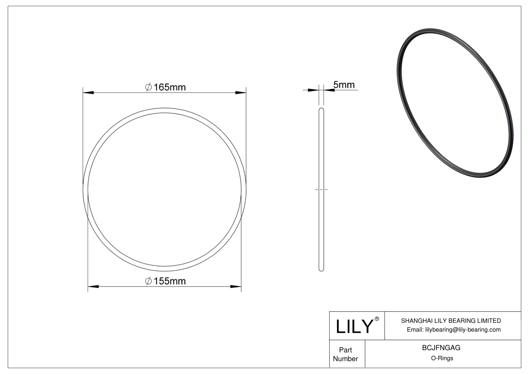 BCJFNGAG Chemical Resistant O-rings Round cad drawing