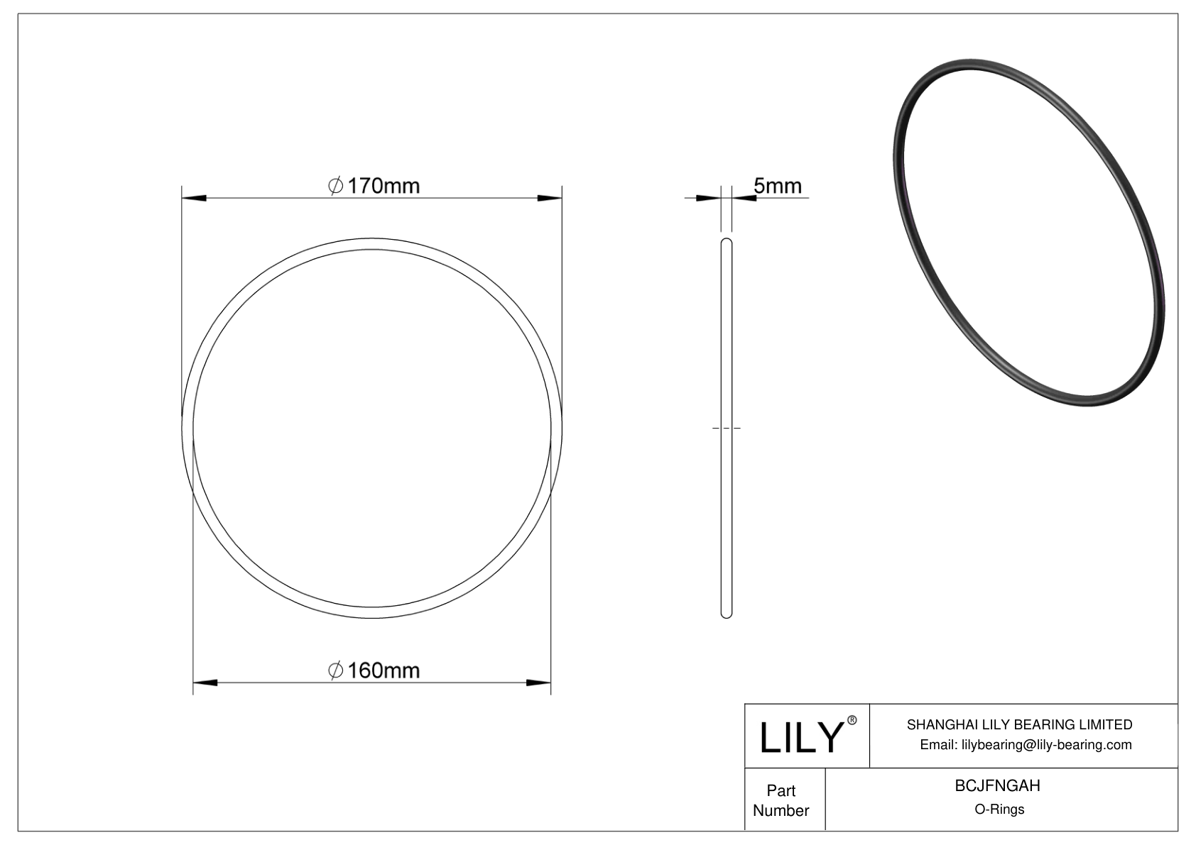 BCJFNGAH Chemical Resistant O-rings Round cad drawing