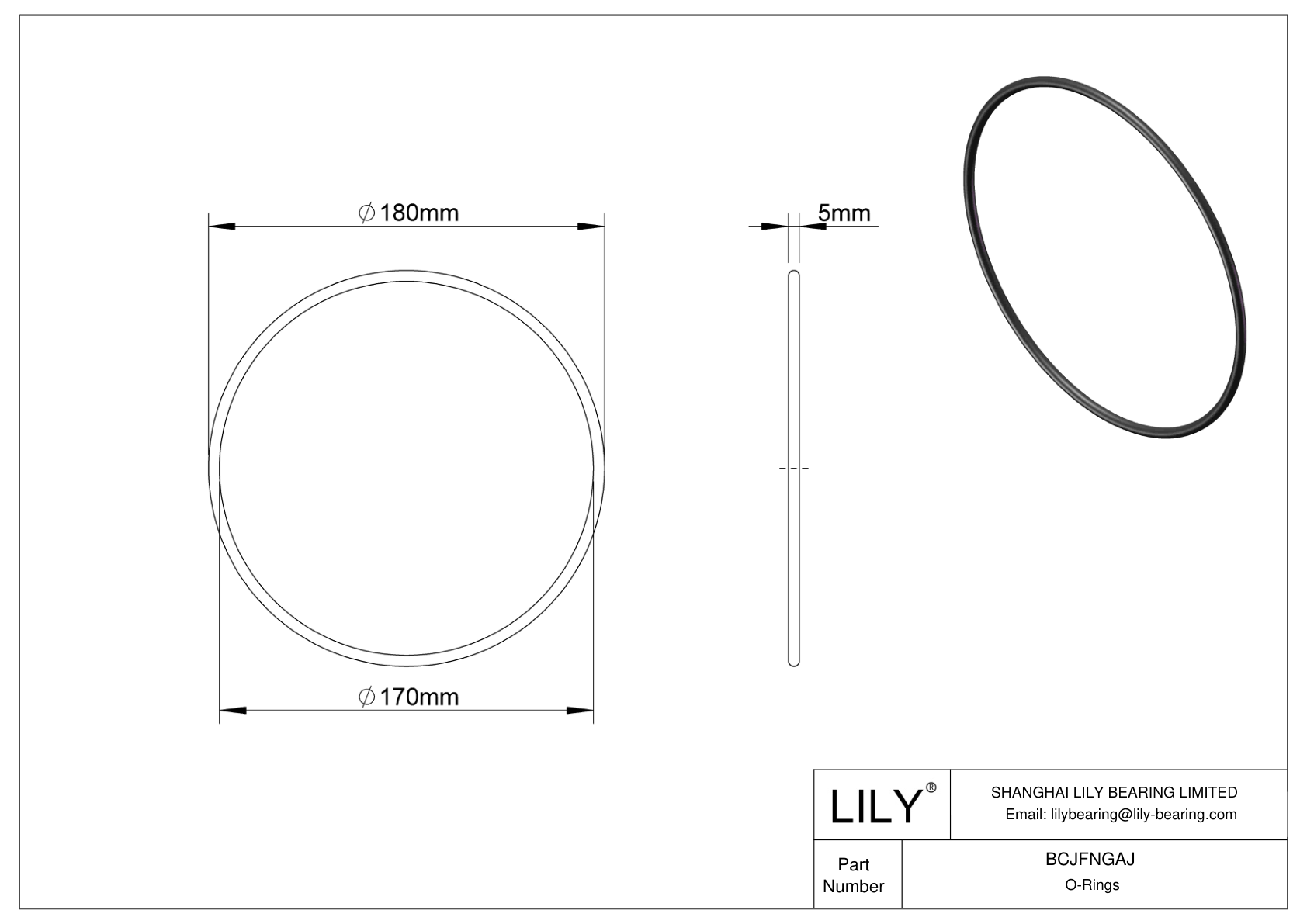 BCJFNGAJ Chemical Resistant O-rings Round cad drawing