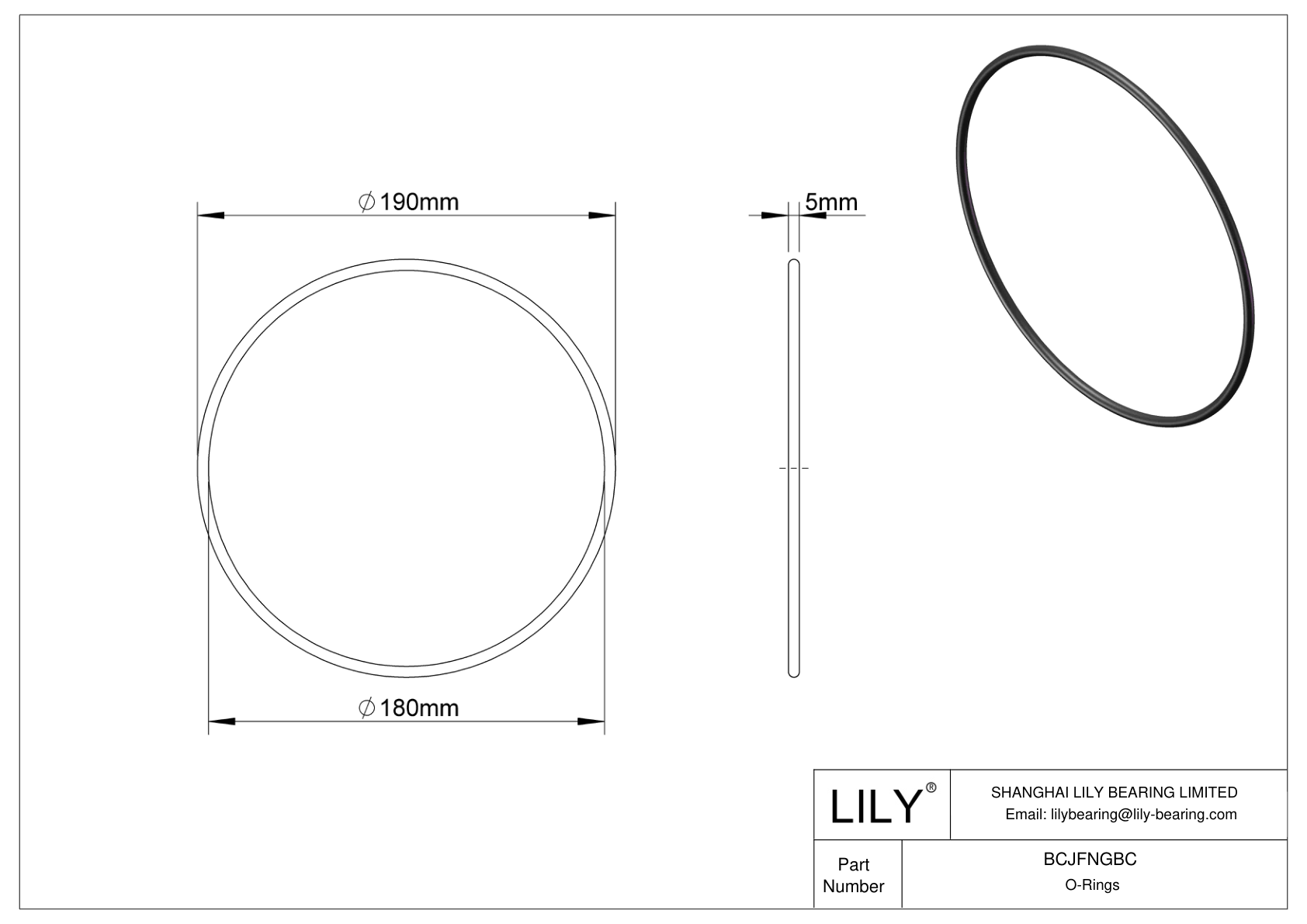 BCJFNGBC Chemical Resistant O-rings Round cad drawing