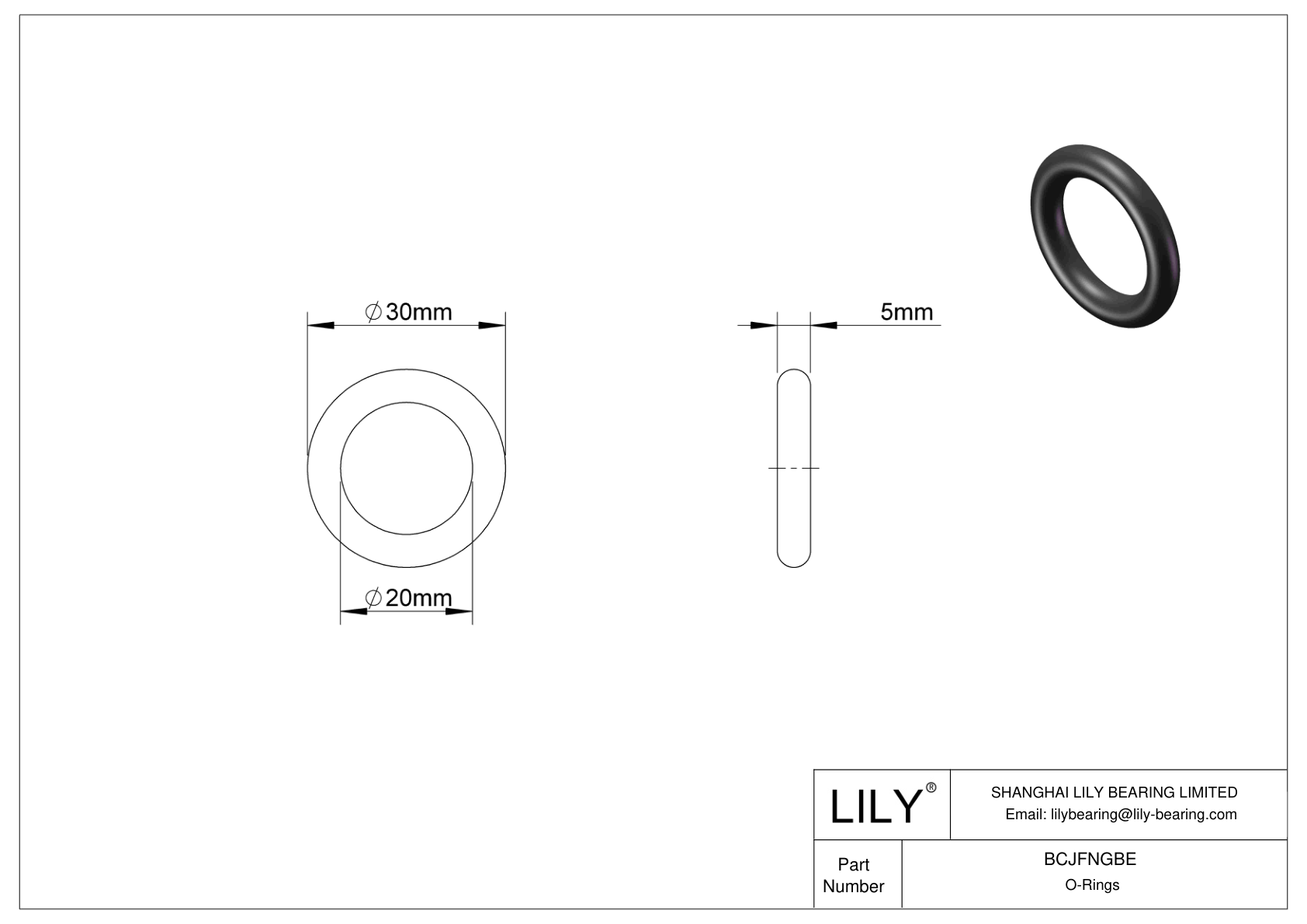 BCJFNGBE Chemical Resistant O-rings Round cad drawing