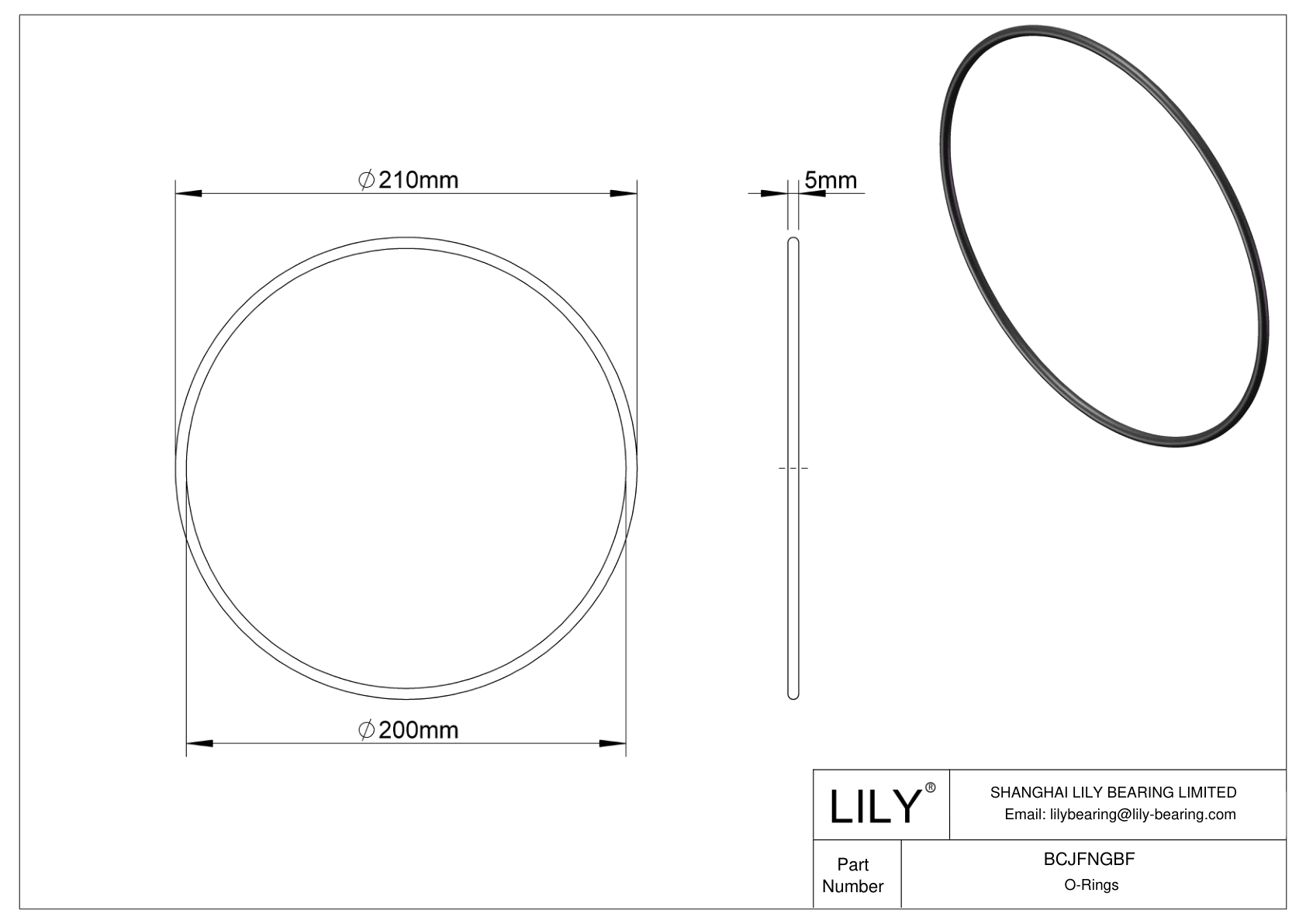 BCJFNGBF Chemical Resistant O-rings Round cad drawing