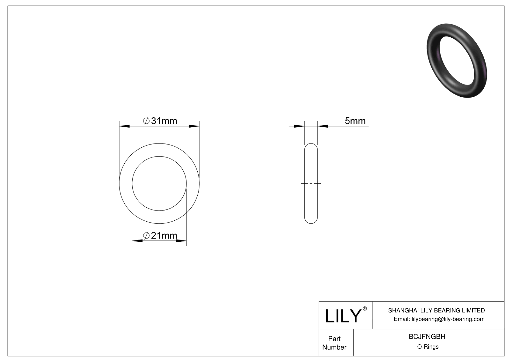 BCJFNGBH Chemical Resistant O-rings Round cad drawing