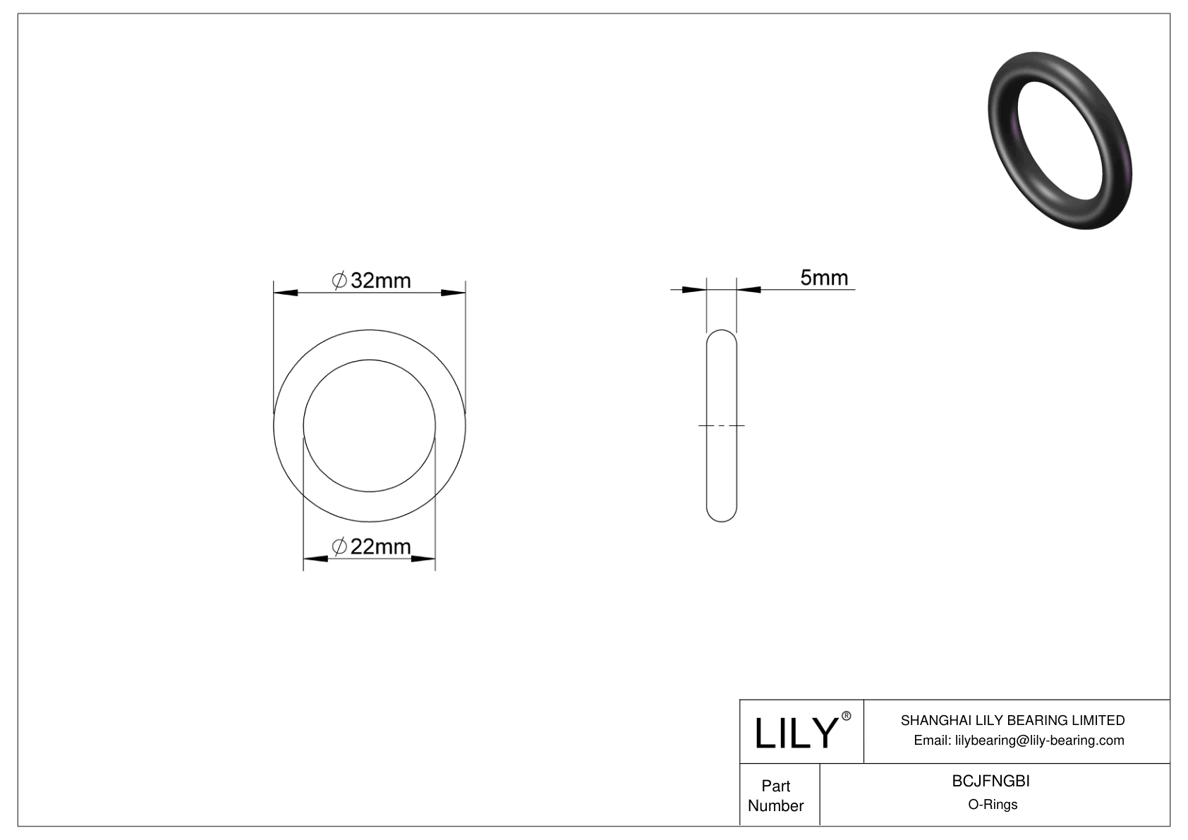 BCJFNGBI Chemical Resistant O-rings Round cad drawing