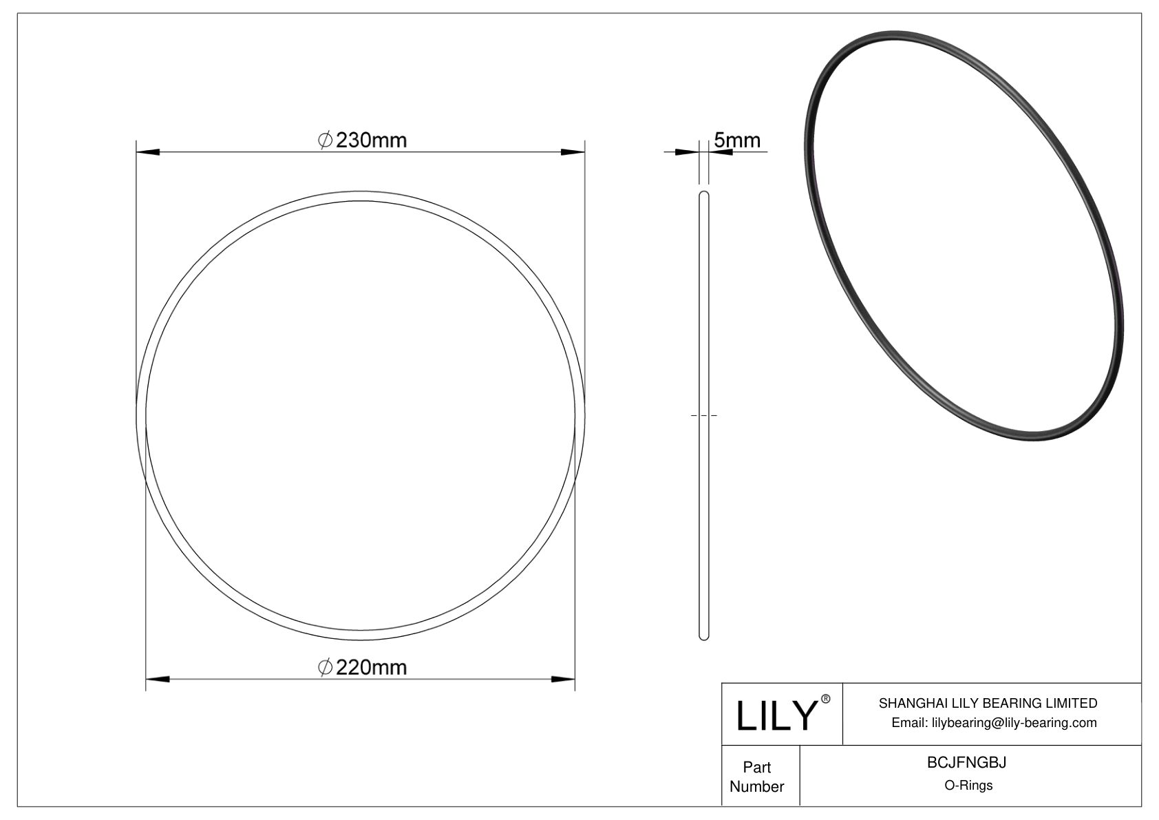 BCJFNGBJ Chemical Resistant O-rings Round cad drawing