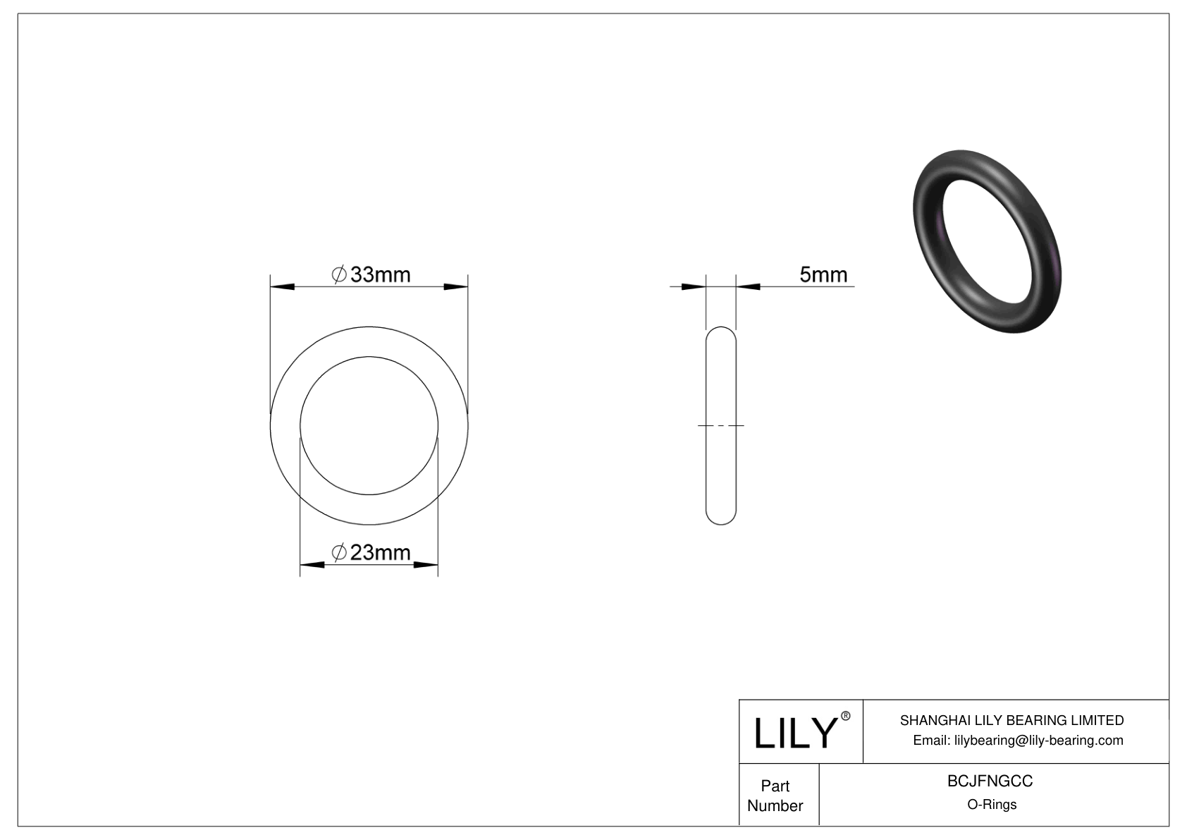 BCJFNGCC Chemical Resistant O-rings Round cad drawing