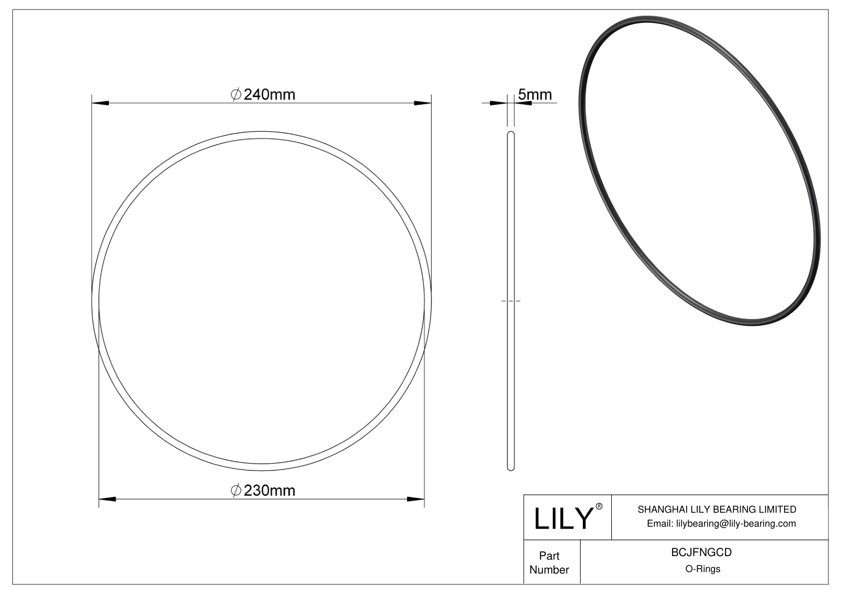 BCJFNGCD Chemical Resistant O-rings Round cad drawing