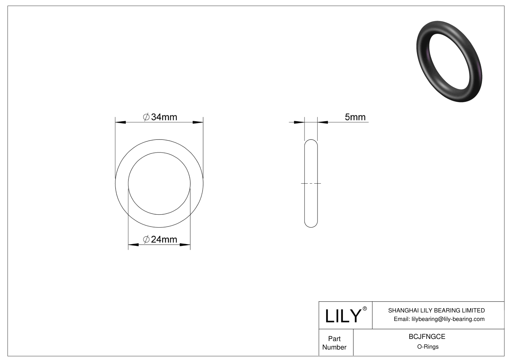 BCJFNGCE Chemical Resistant O-rings Round cad drawing