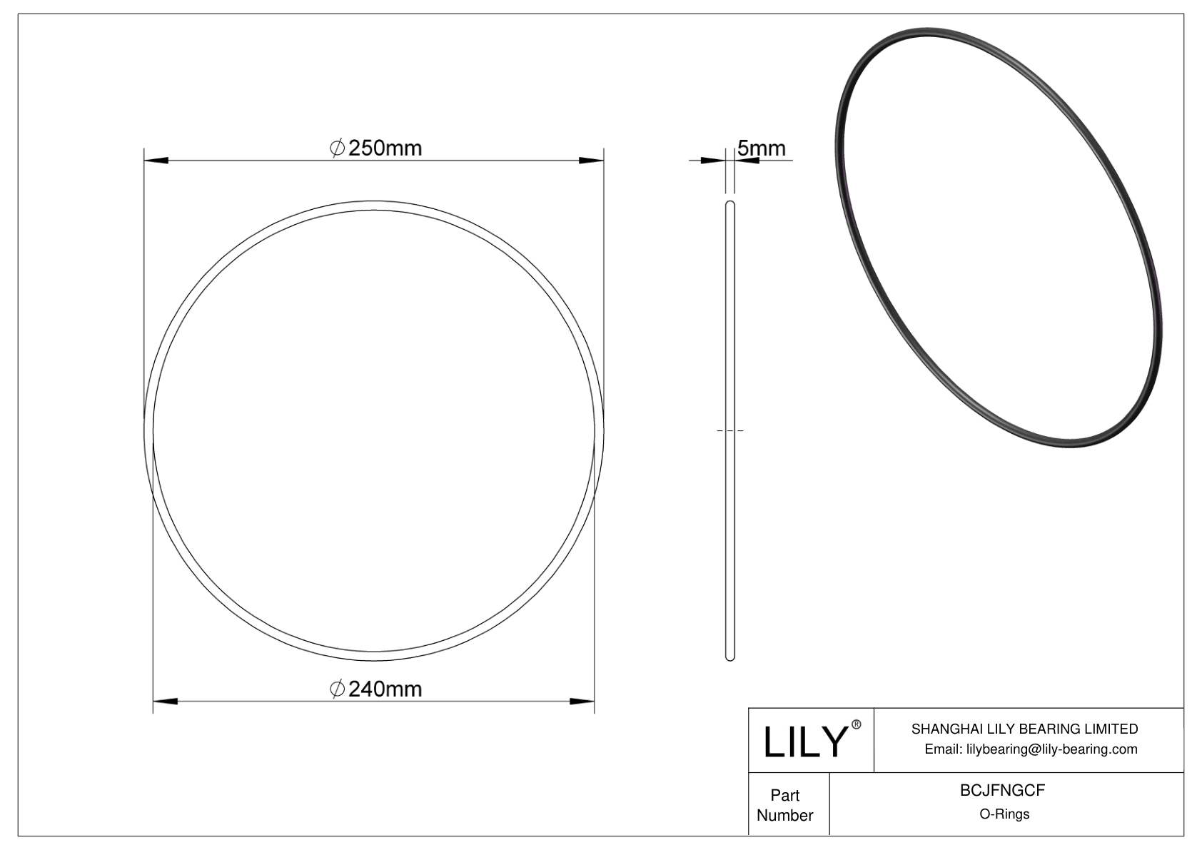 BCJFNGCF Chemical Resistant O-rings Round cad drawing