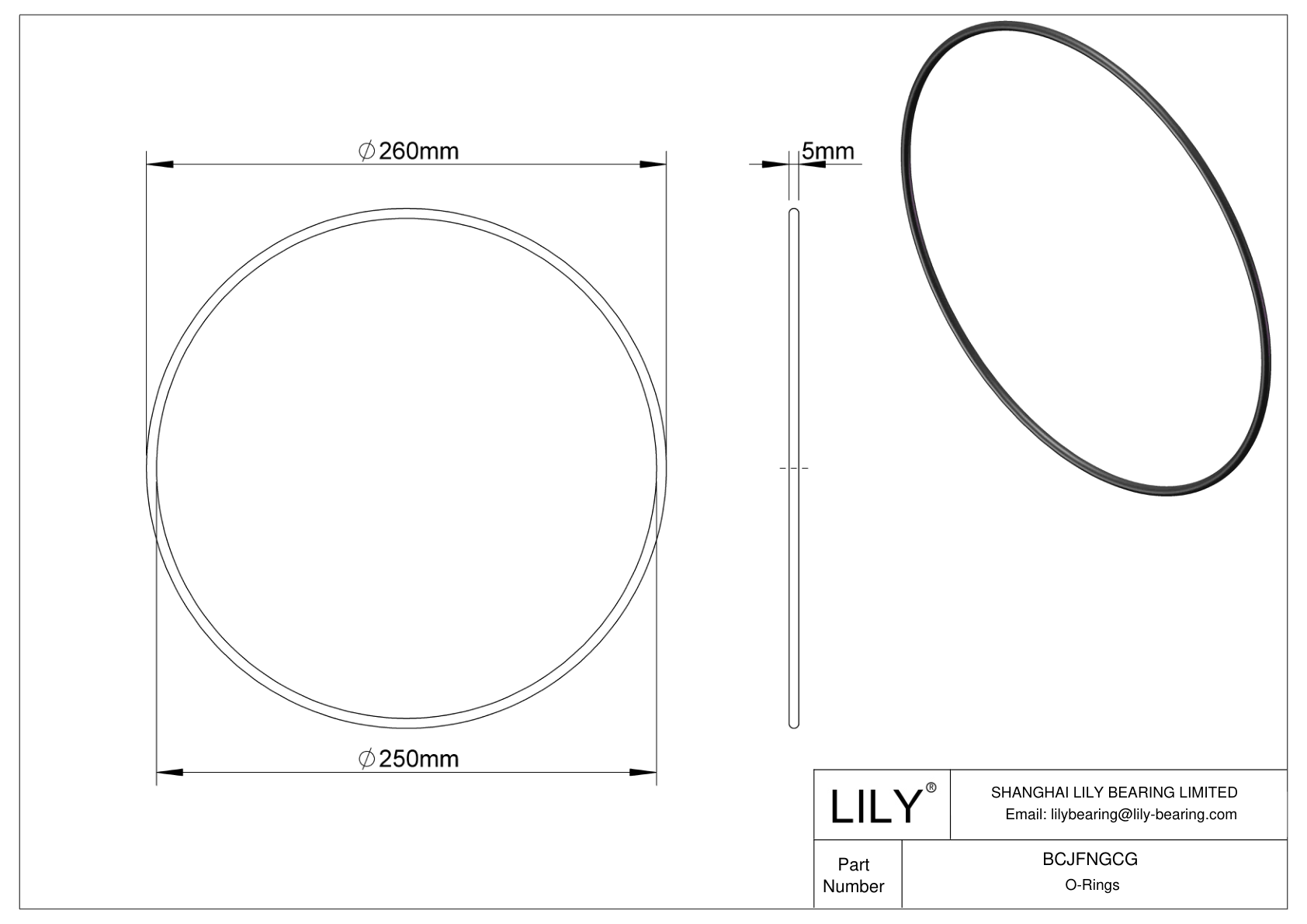 BCJFNGCG Chemical Resistant O-rings Round cad drawing