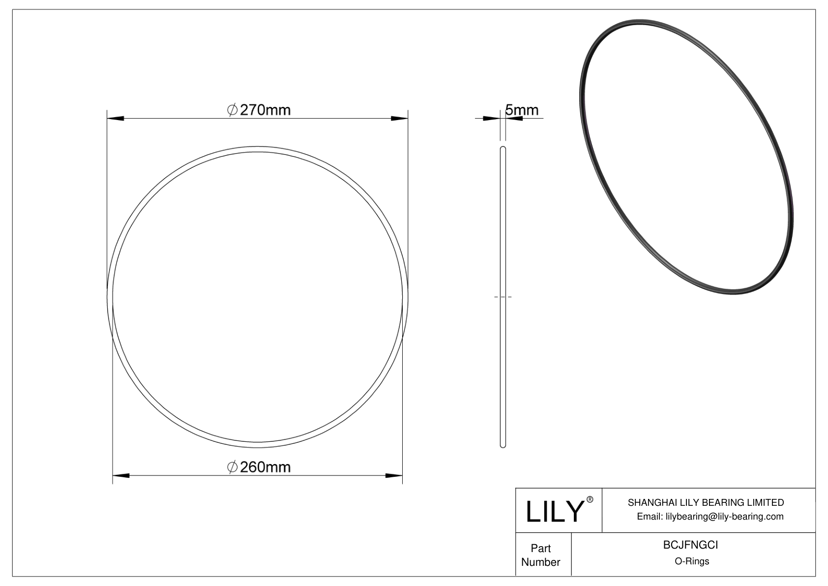 BCJFNGCI Chemical Resistant O-rings Round cad drawing