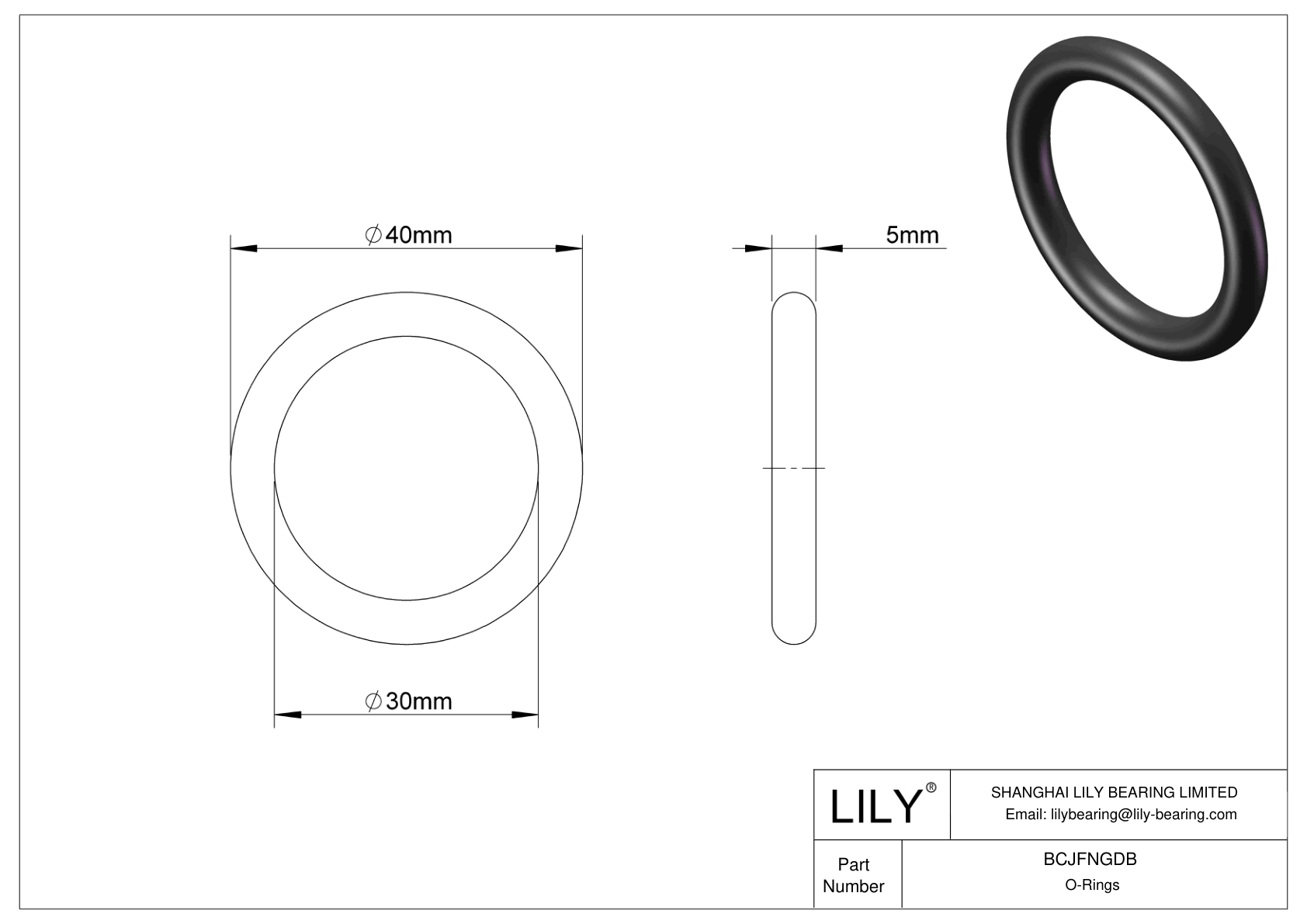 BCJFNGDB Chemical Resistant O-rings Round cad drawing