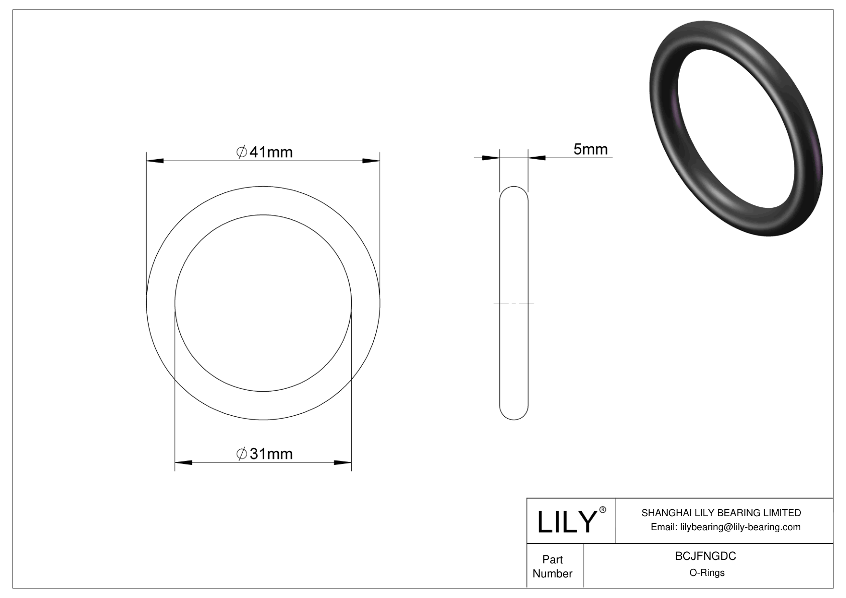 BCJFNGDC Chemical Resistant O-rings Round cad drawing