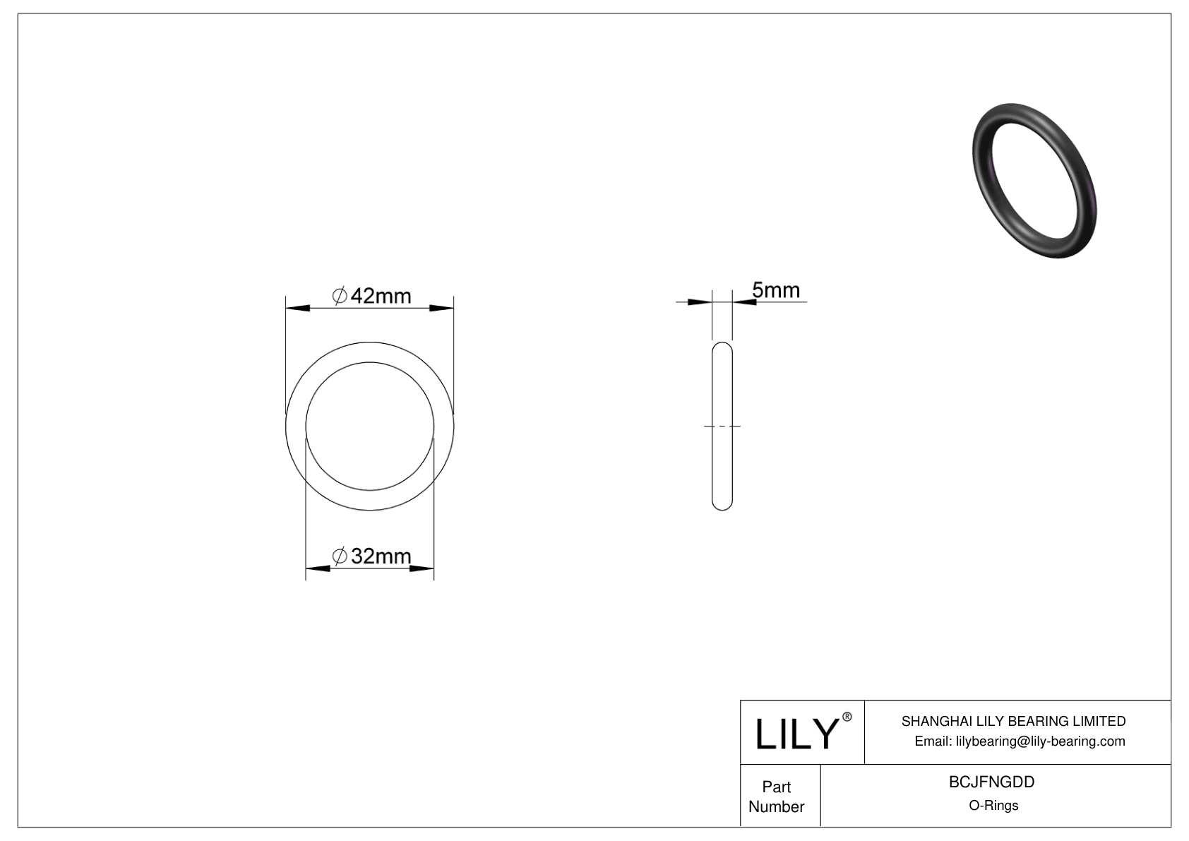 BCJFNGDD Chemical Resistant O-rings Round cad drawing