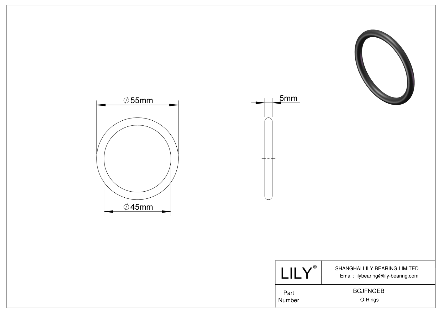 BCJFNGEB Chemical Resistant O-rings Round cad drawing