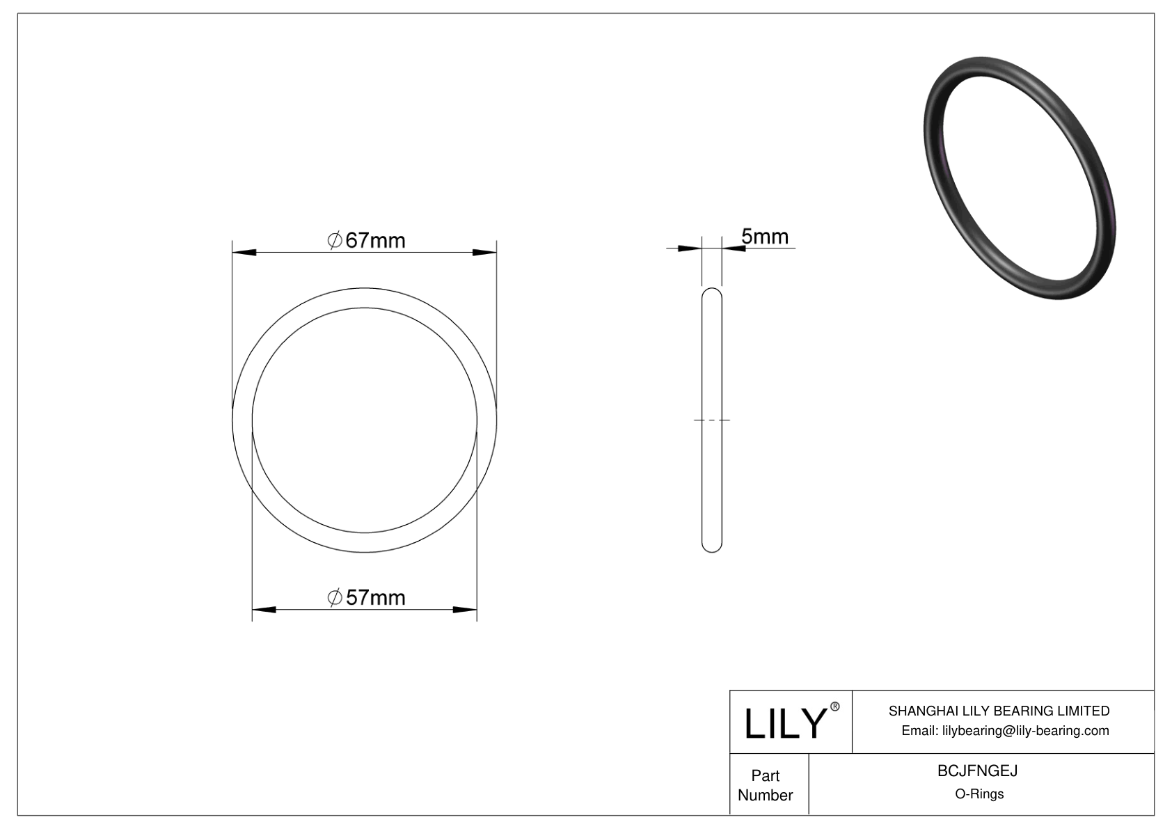 BCJFNGEJ Chemical Resistant O-rings Round cad drawing