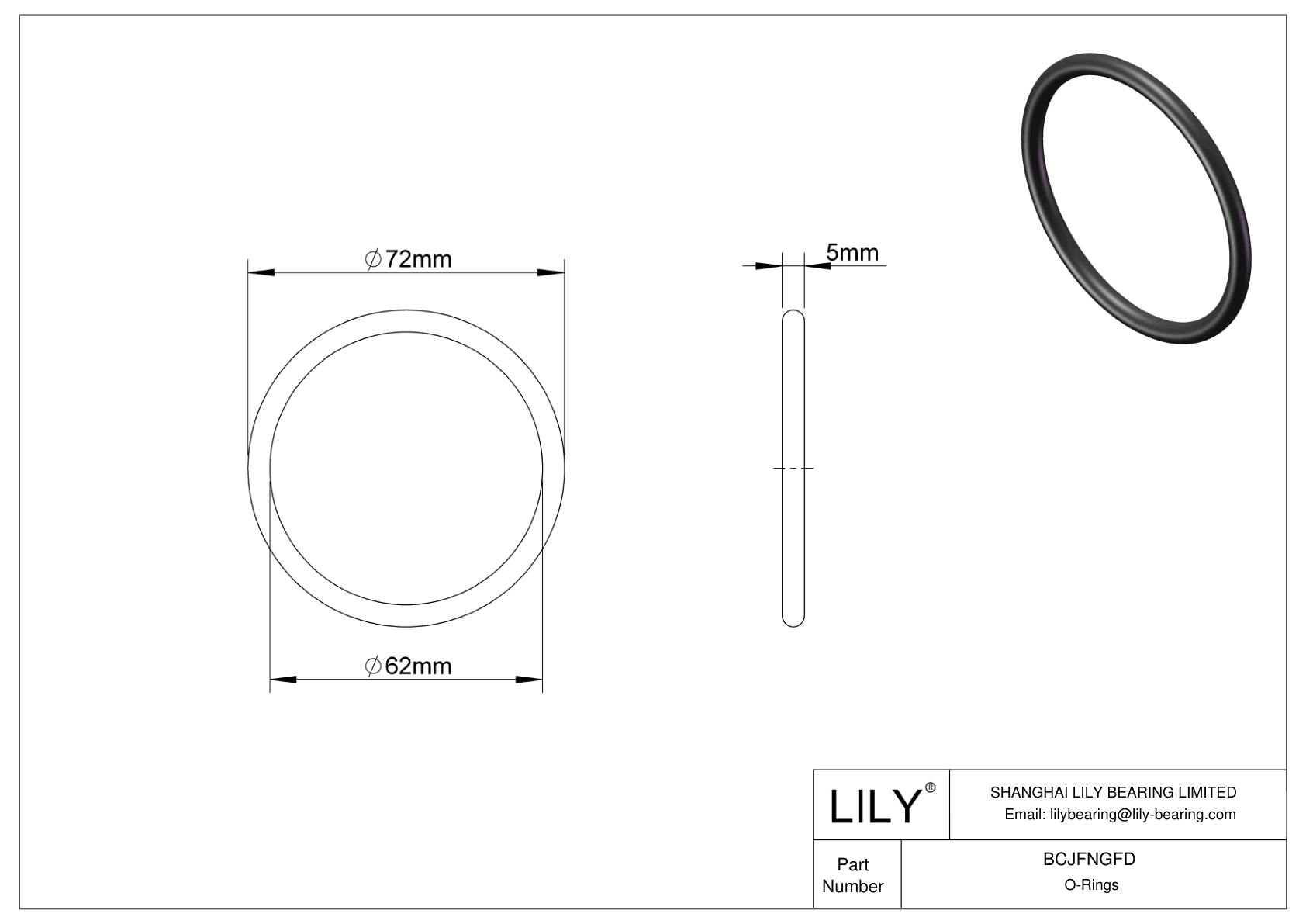 BCJFNGFD Chemical Resistant O-rings Round cad drawing