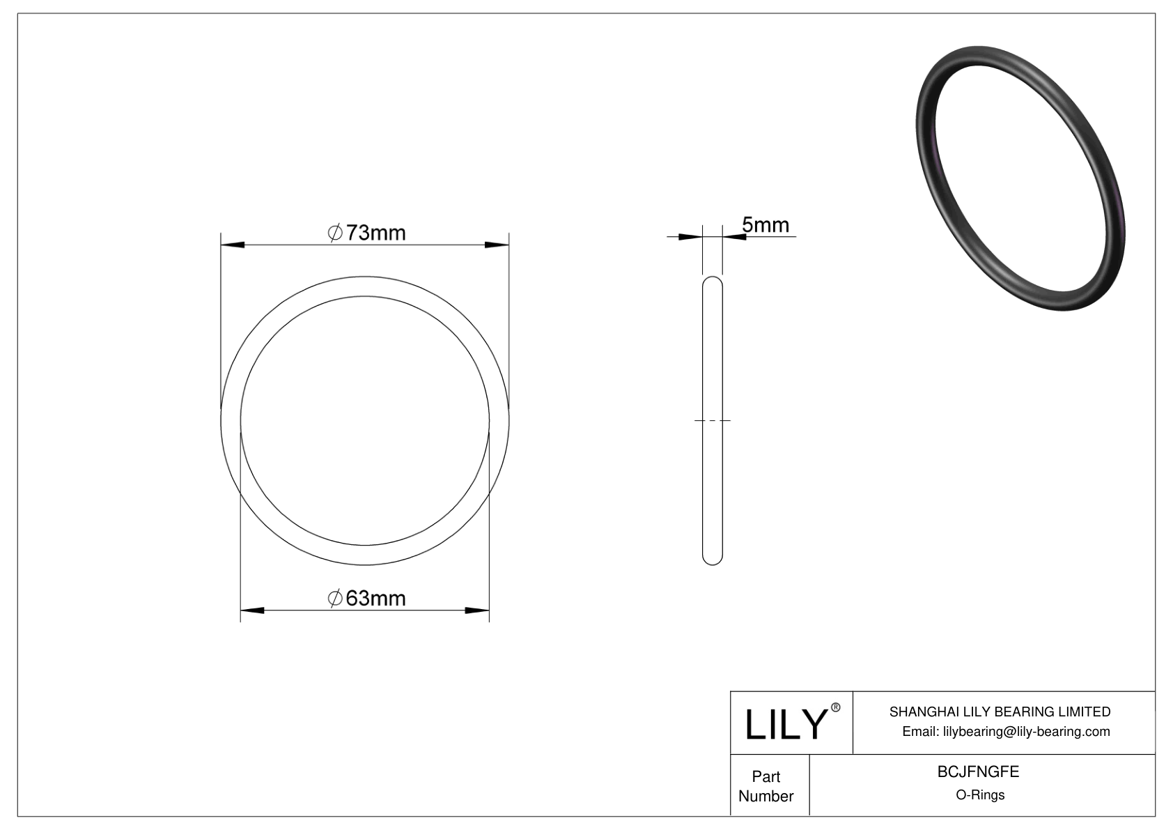 BCJFNGFE Chemical Resistant O-rings Round cad drawing