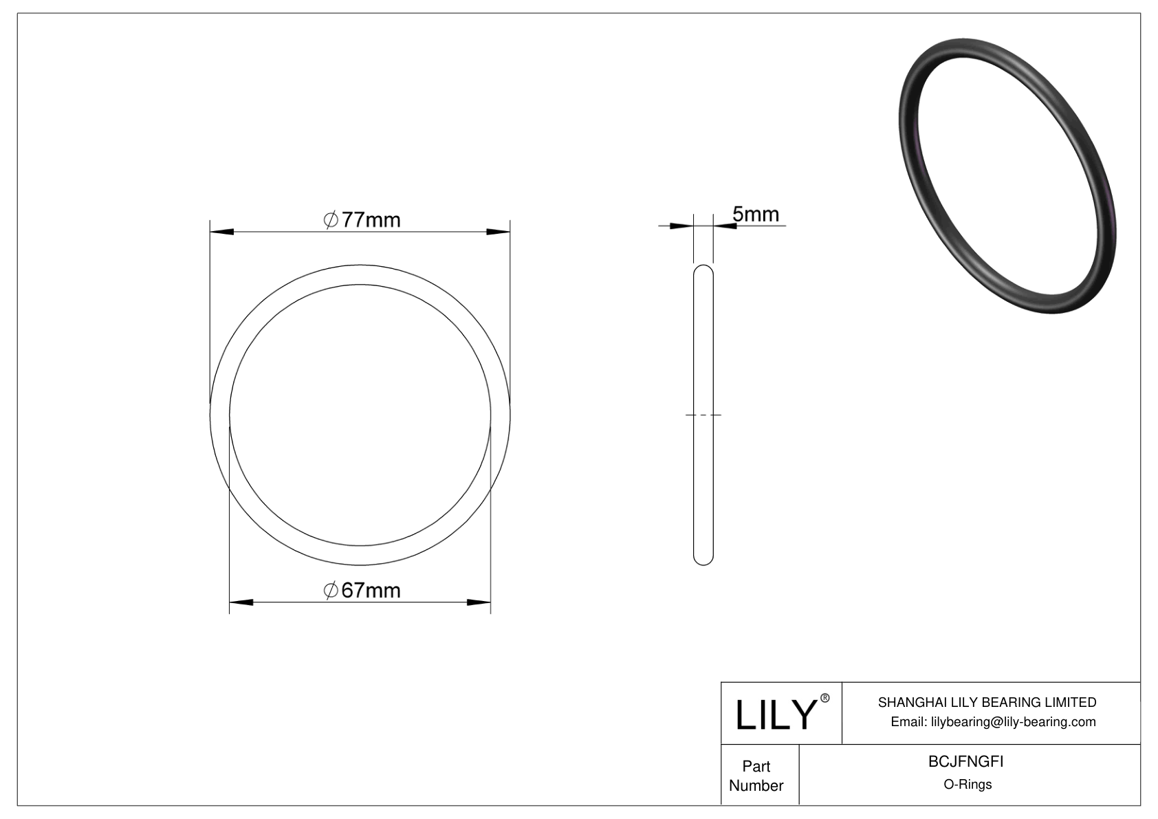 BCJFNGFI Chemical Resistant O-rings Round cad drawing