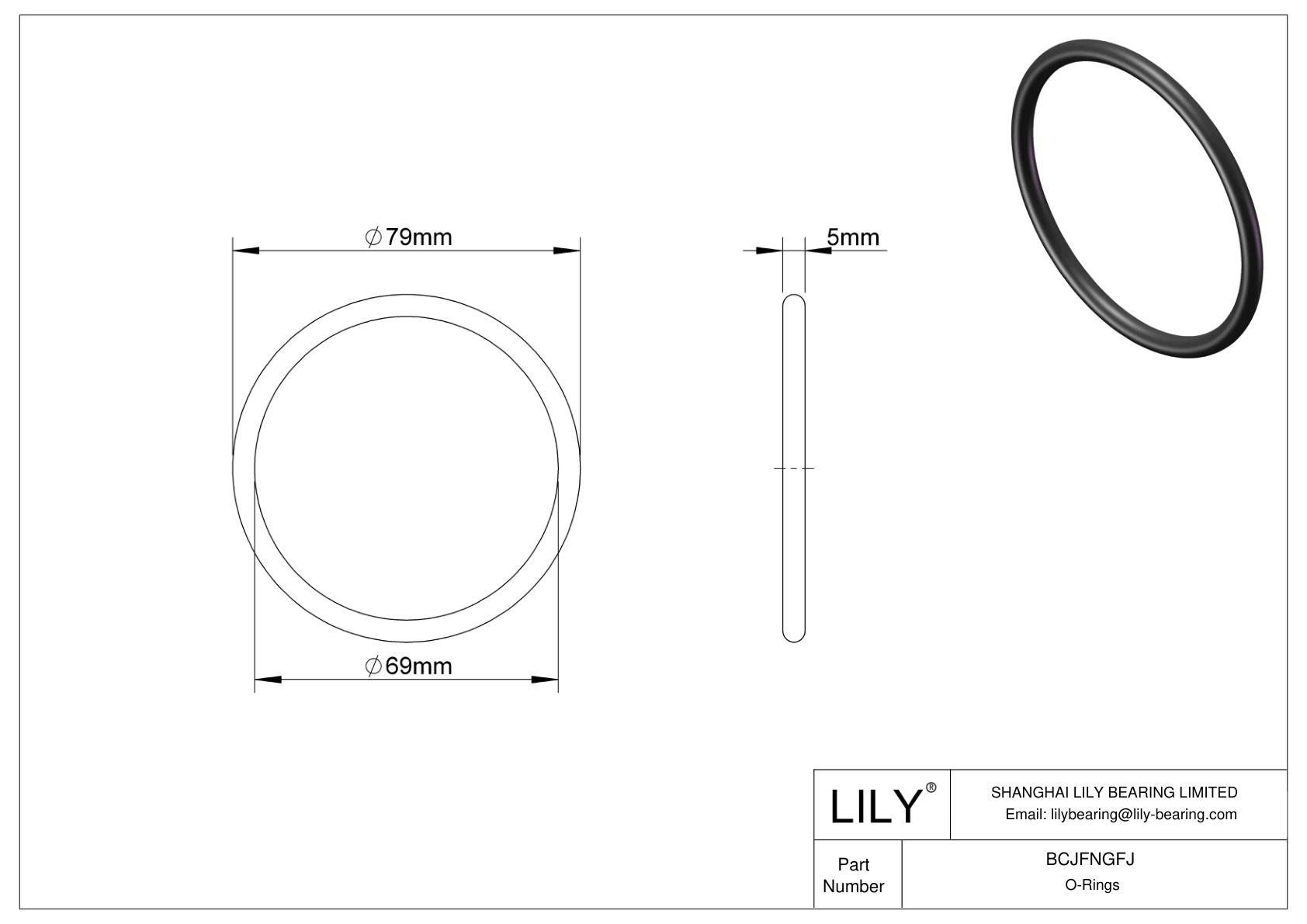 BCJFNGFJ Chemical Resistant O-rings Round cad drawing