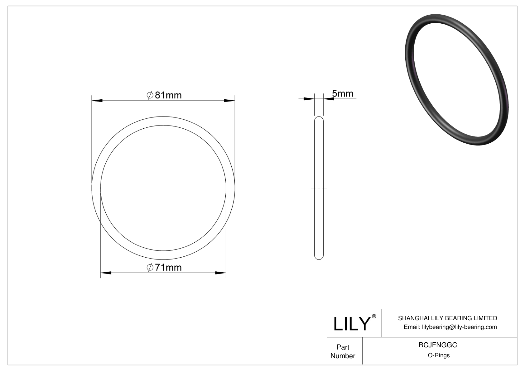 BCJFNGGC Chemical Resistant O-rings Round cad drawing