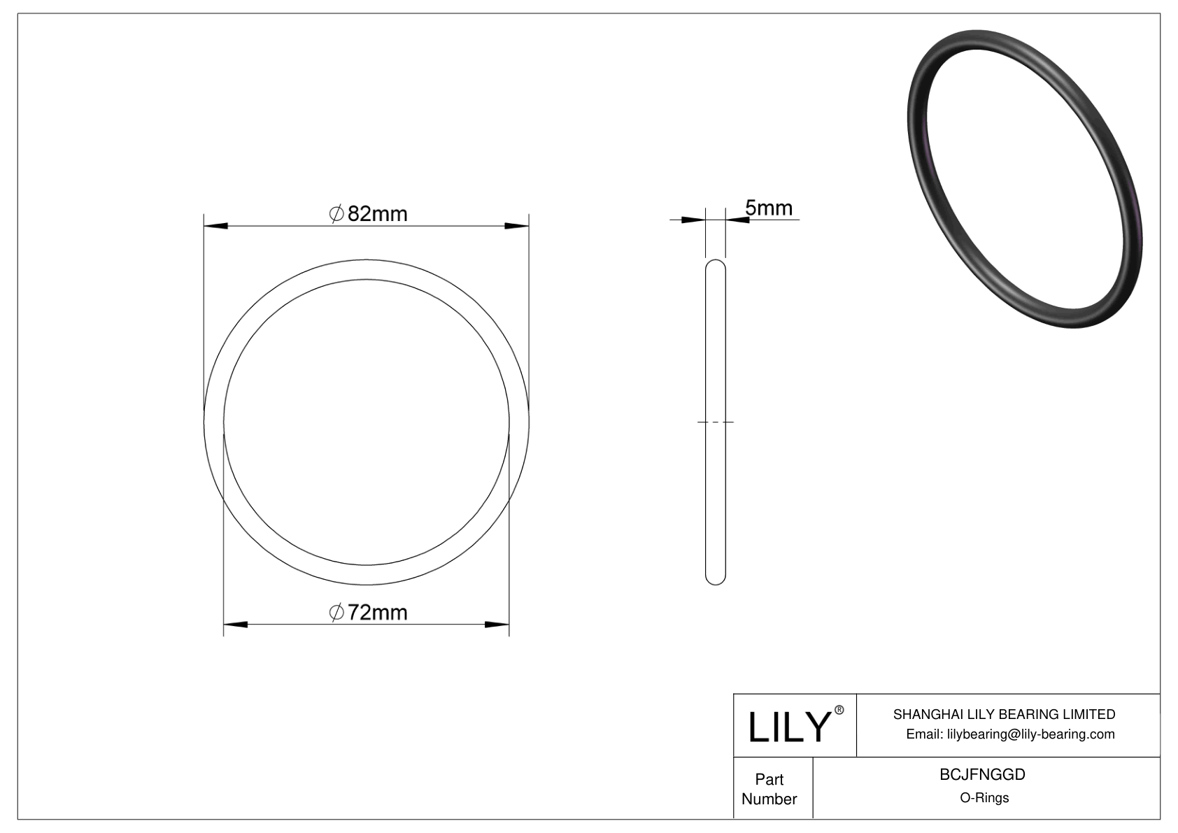 BCJFNGGD Chemical Resistant O-rings Round cad drawing